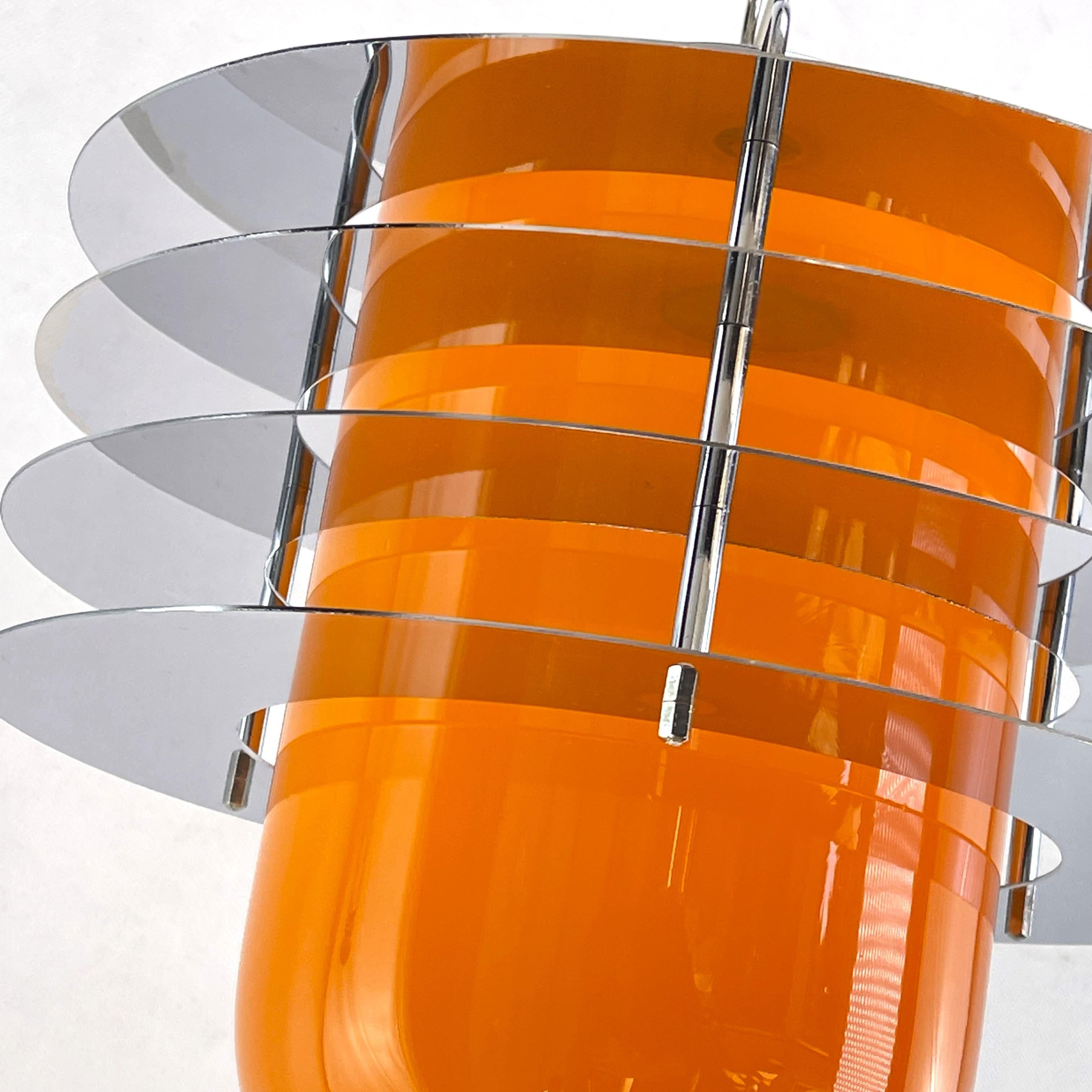 Space Age Lounge Ceiling Lamp with Orange Glass, 1970s For Sale 4
