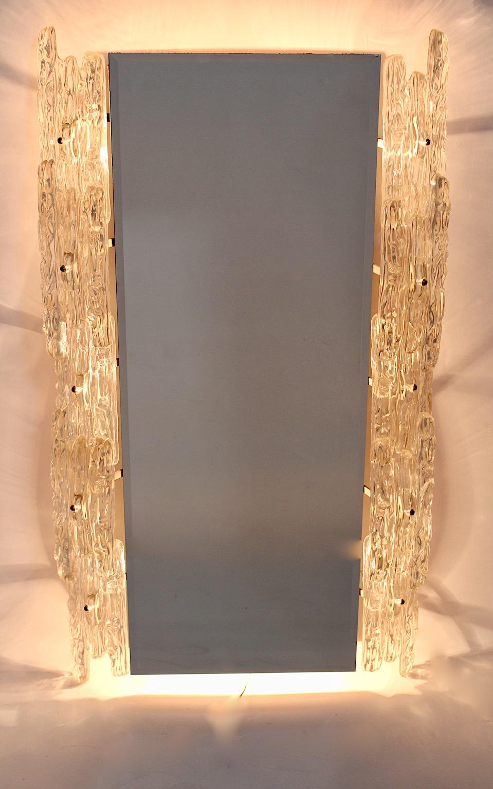 Space Age Lucite Acrylic Mirror Glass Vintage Back Lit Wall Mirror 1970s Austria For Sale 2