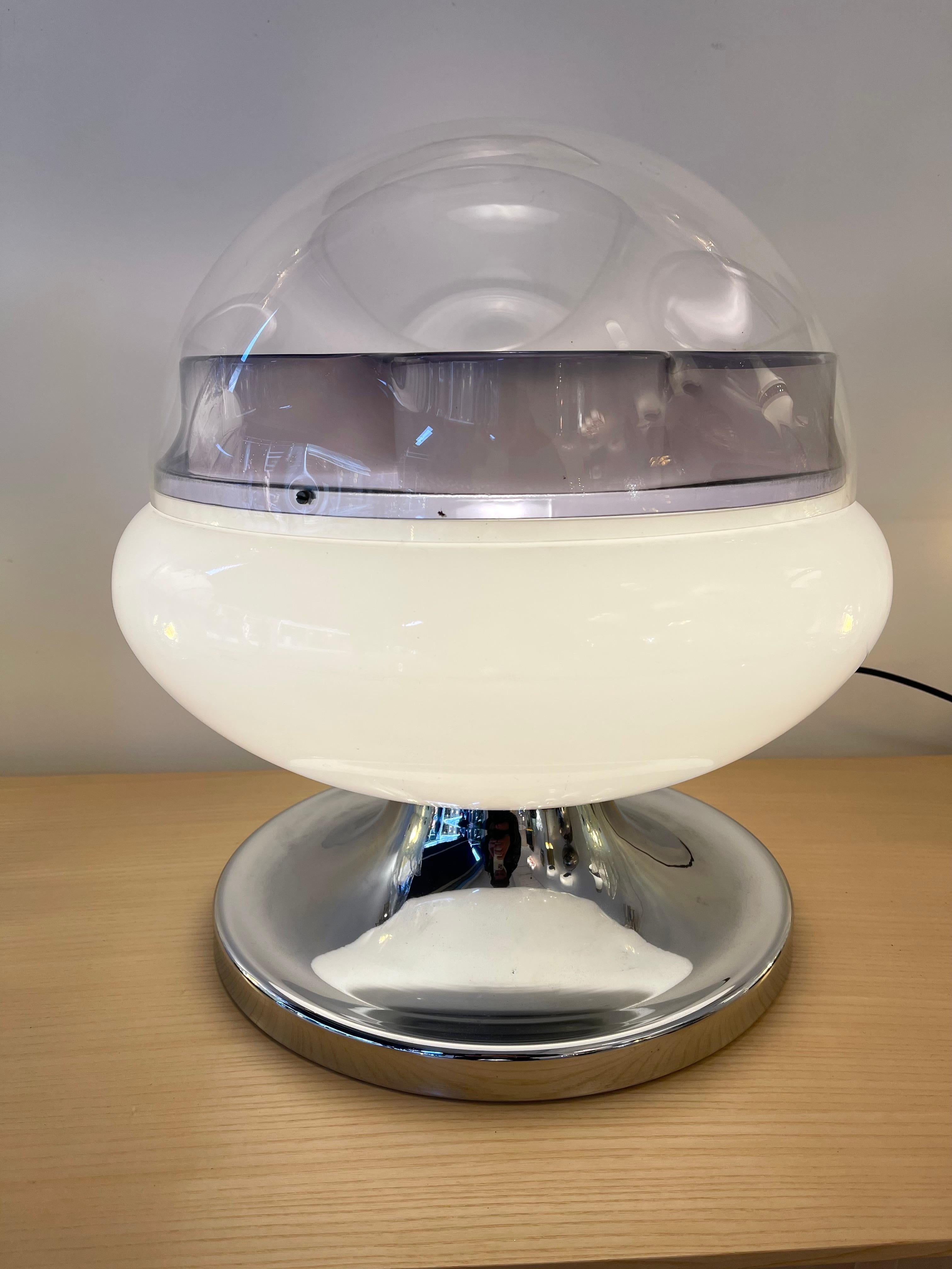 Italian Space Age Lucite and Metal Chrome Lamp, Italy, 1970s