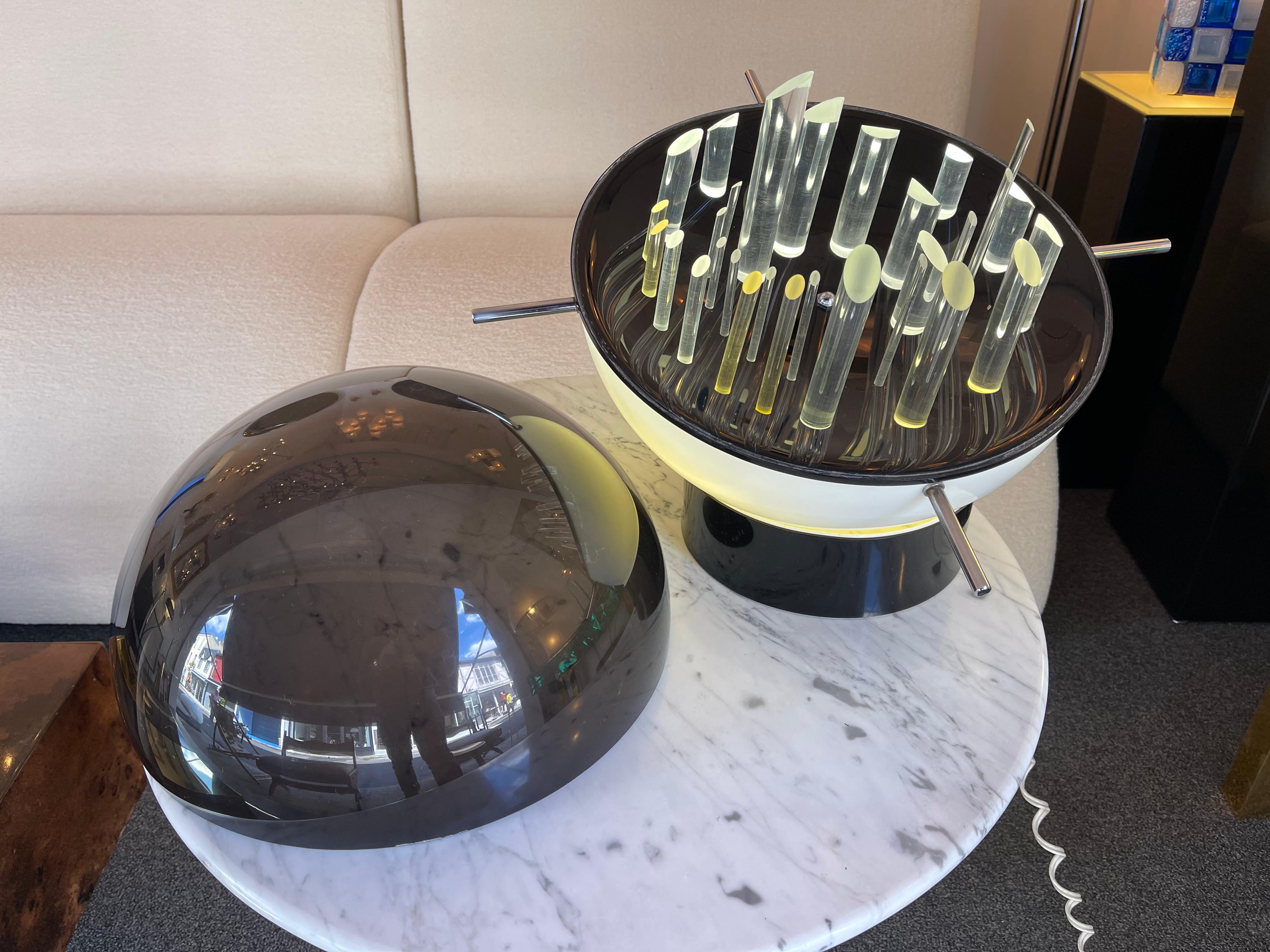 Italian Space Age Lucite and Metal Sculpture Lamp by Gaetano Missaglia, Italy, 1970s For Sale