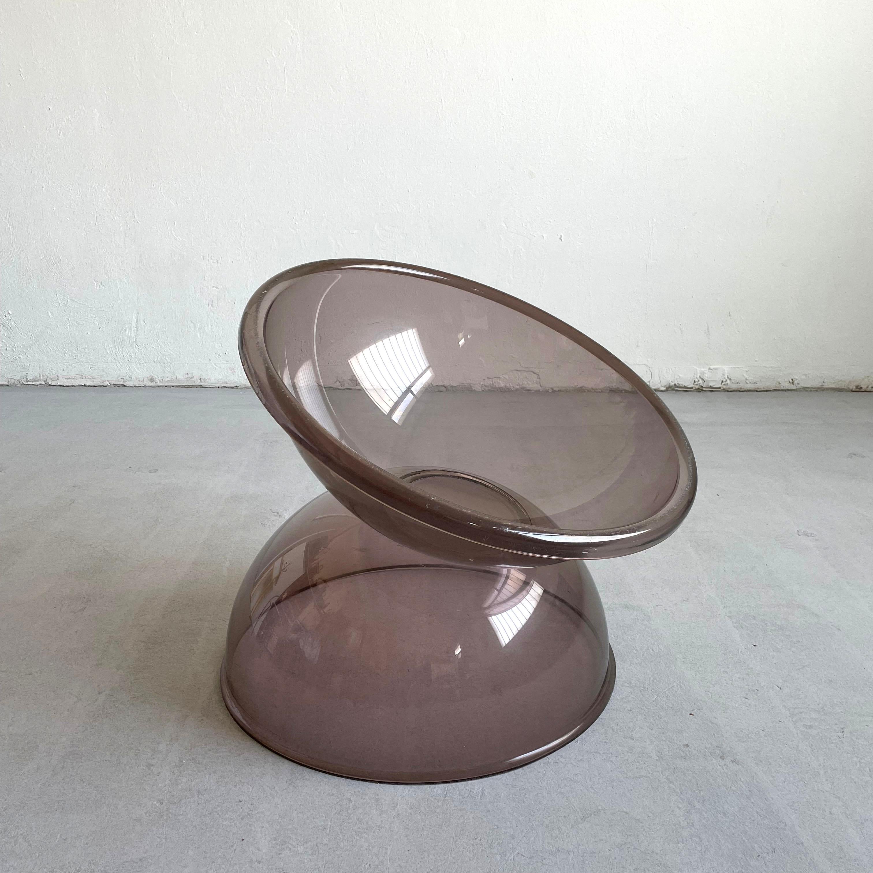 Space Age Lucite Buttercup Sphere Lounge Chair, Smoked Acrylic, France 1960s 3