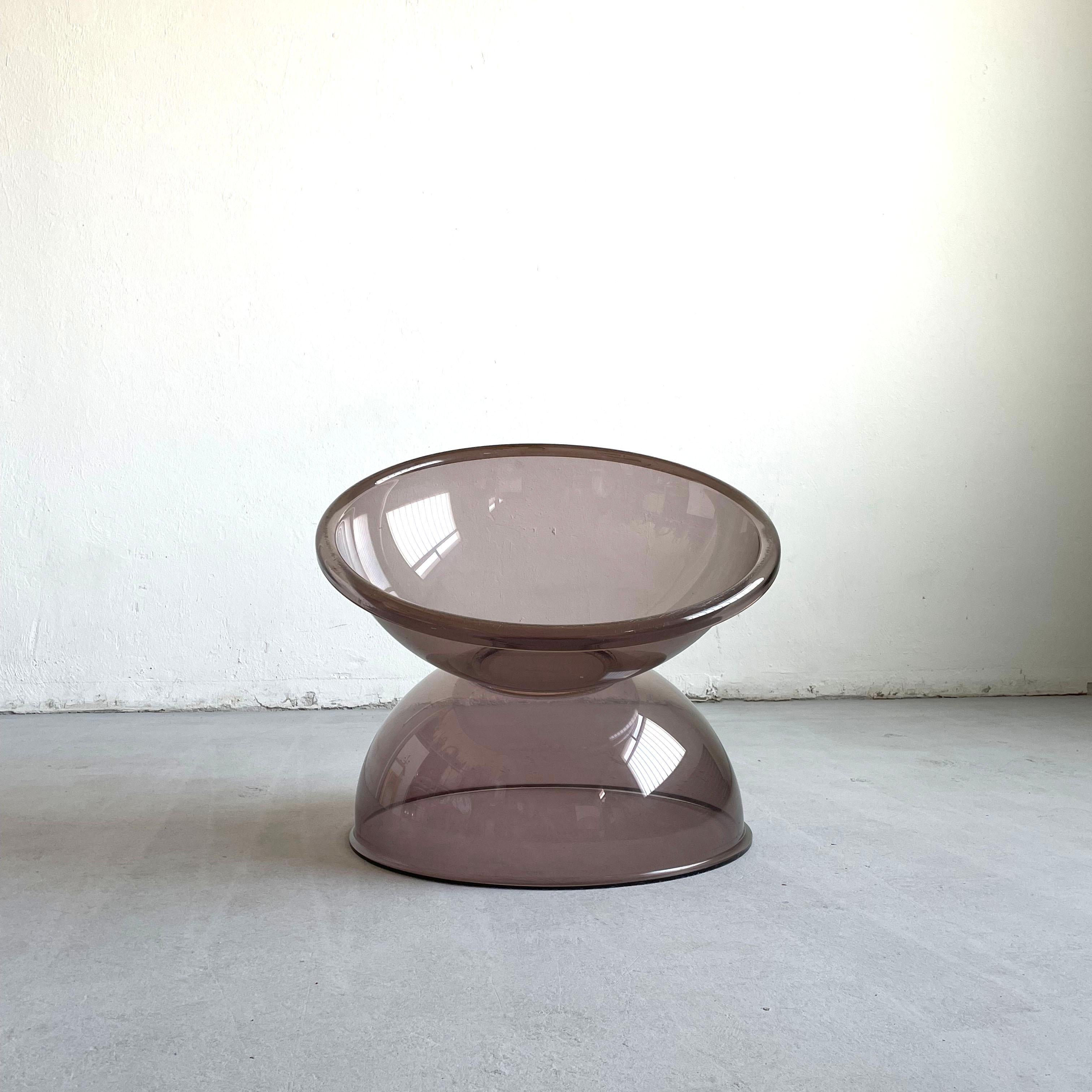 French Space Age Lucite Buttercup Sphere Lounge Chair, Smoked Acrylic, France 1960s