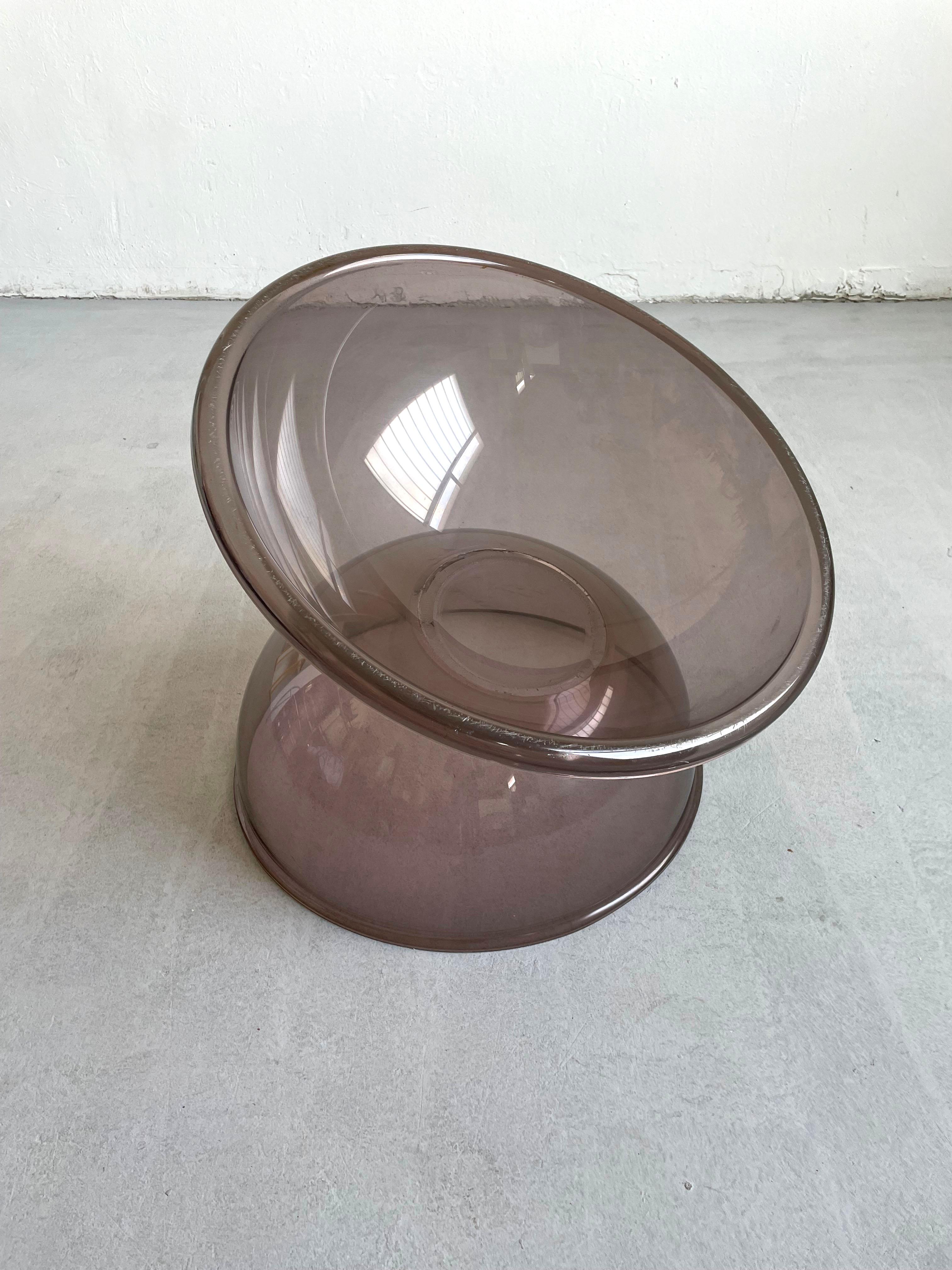 Space Age Lucite Buttercup Sphere Lounge Chair, Smoked Acrylic, France 1960s 1