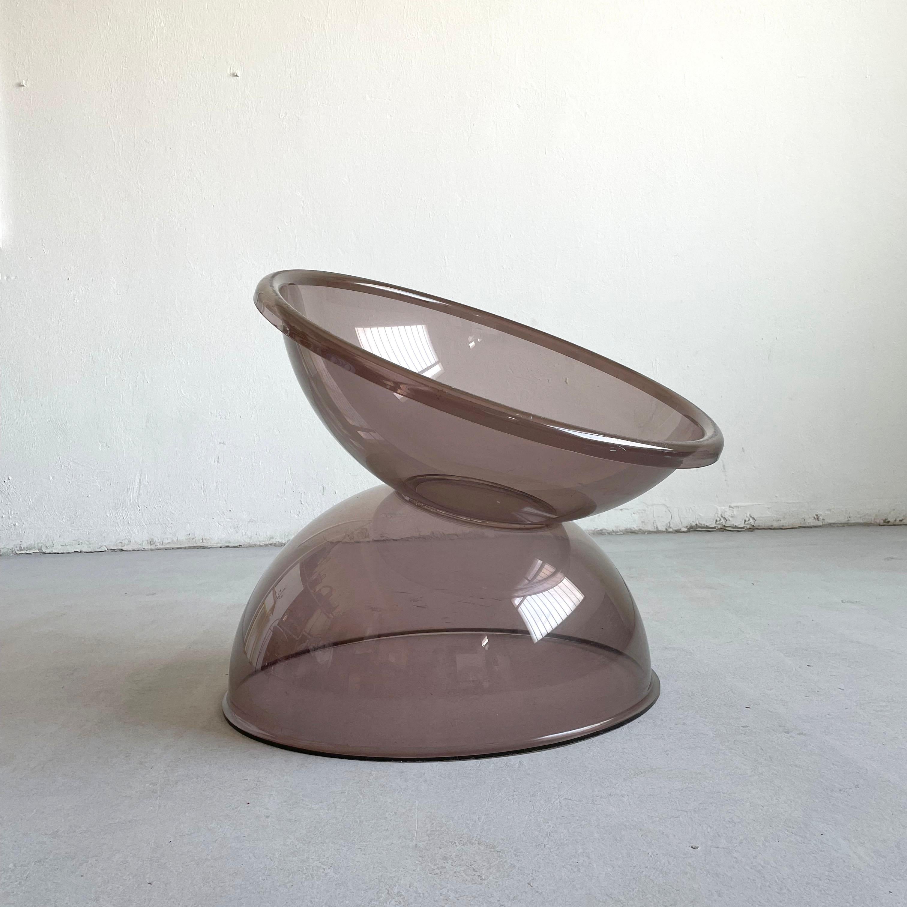 Space Age Lucite Buttercup Sphere Lounge Chair, Smoked Acrylic, France 1960s 2
