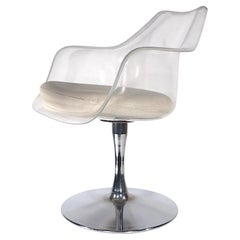 A Space Lucite Swivel Chair Champagne Saarinen Style Chair c. 1960/70's