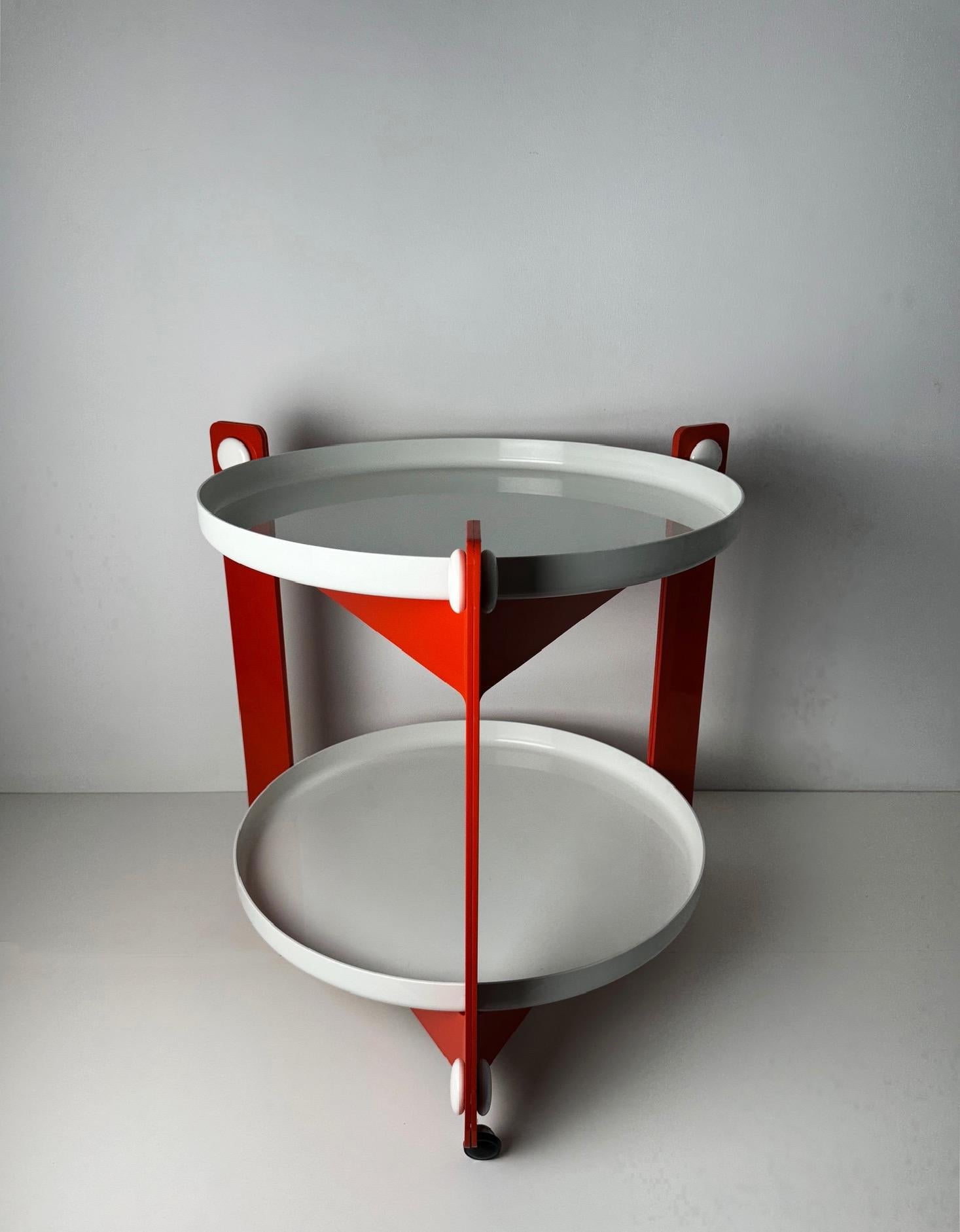 Mid-Century Modern Space Age Luigi Massoni Coffee Table Trolley for Guzzini - 1970s Italian Design