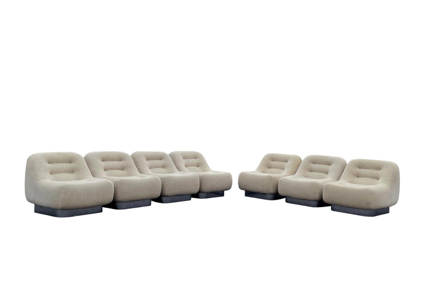 Late 20th Century Space-Age M. F. Harty for Stow Davis Tomorrow Sofa Chair Set of 7 For Sale