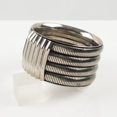 Space Age Machine Age Massive Silvered Metal Bracelet Bangle