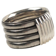 Space Age Machine Age Massive Silvered Metal Bracelet Bangle