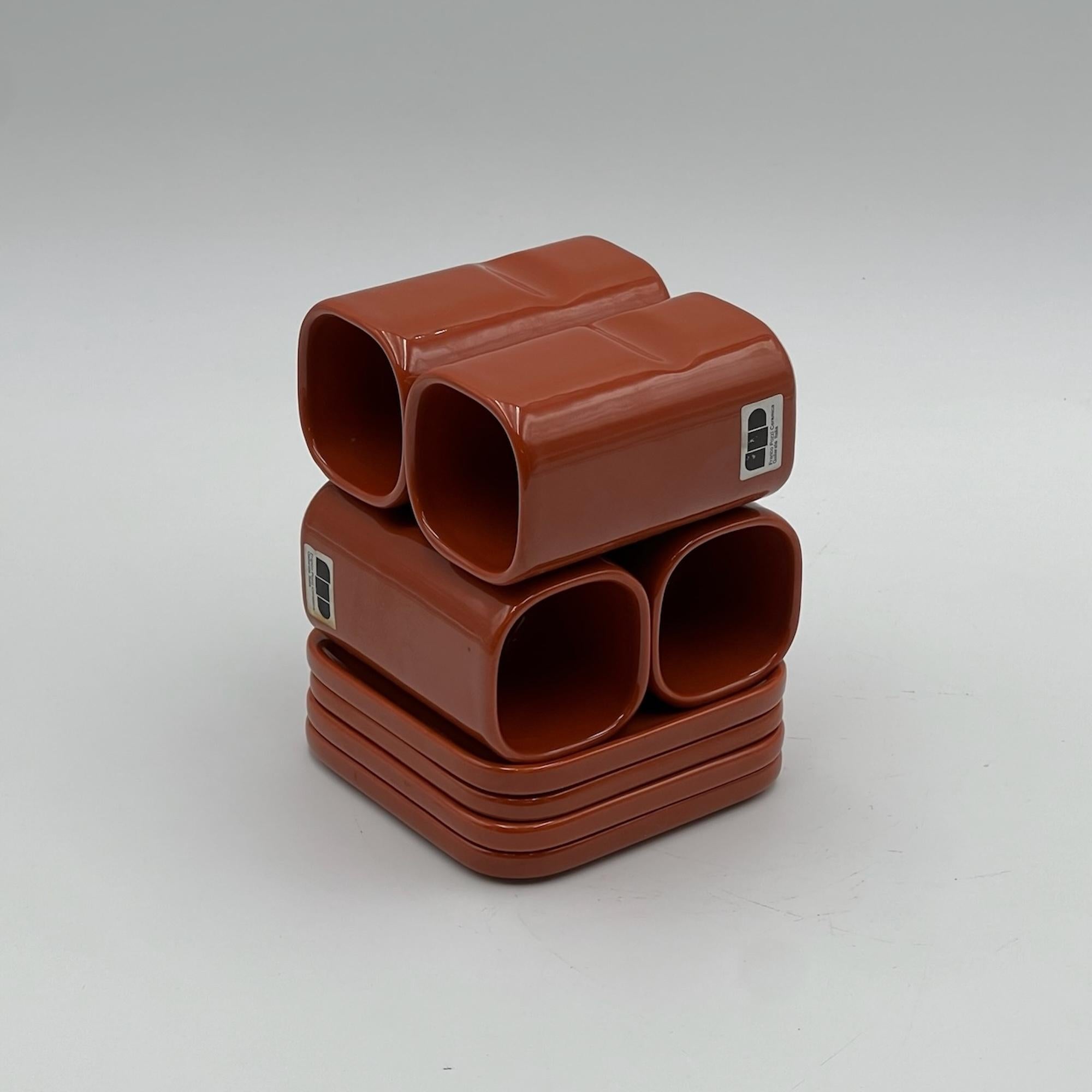 Weltraumzeitalter Makio Hasuike 'Sakura' Keramik Tee-Kaffee Set, Franco Pozzi 1960s (Italian) im Angebot