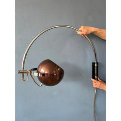 Space Age Mid Century Arc Eyeball Wall Lamp in Brown by Herda, 70s