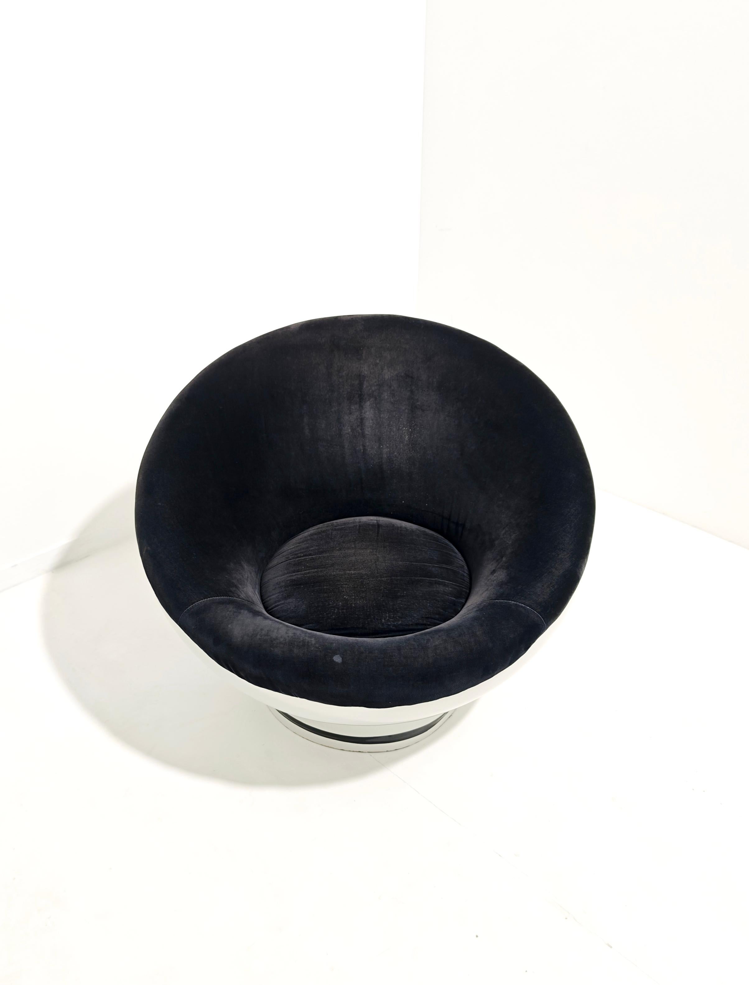 Space Age Mid-Century Modern Armchair in Fiberglas und Samt Design Italien 1970 im Angebot 5
