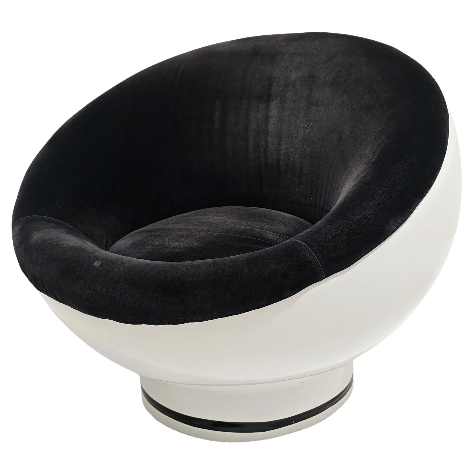 Space Age Mid-Century Modern Armchair in Fiberglas und Samt Design Italien 1970