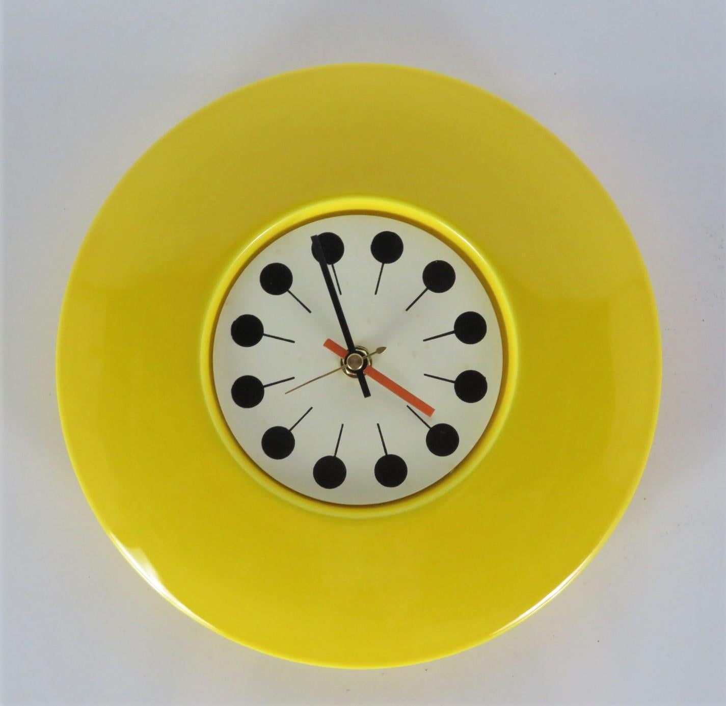 Mid-20th Century Space Age Mid-Century Modern Ceramic Wall Clock, 1960s
