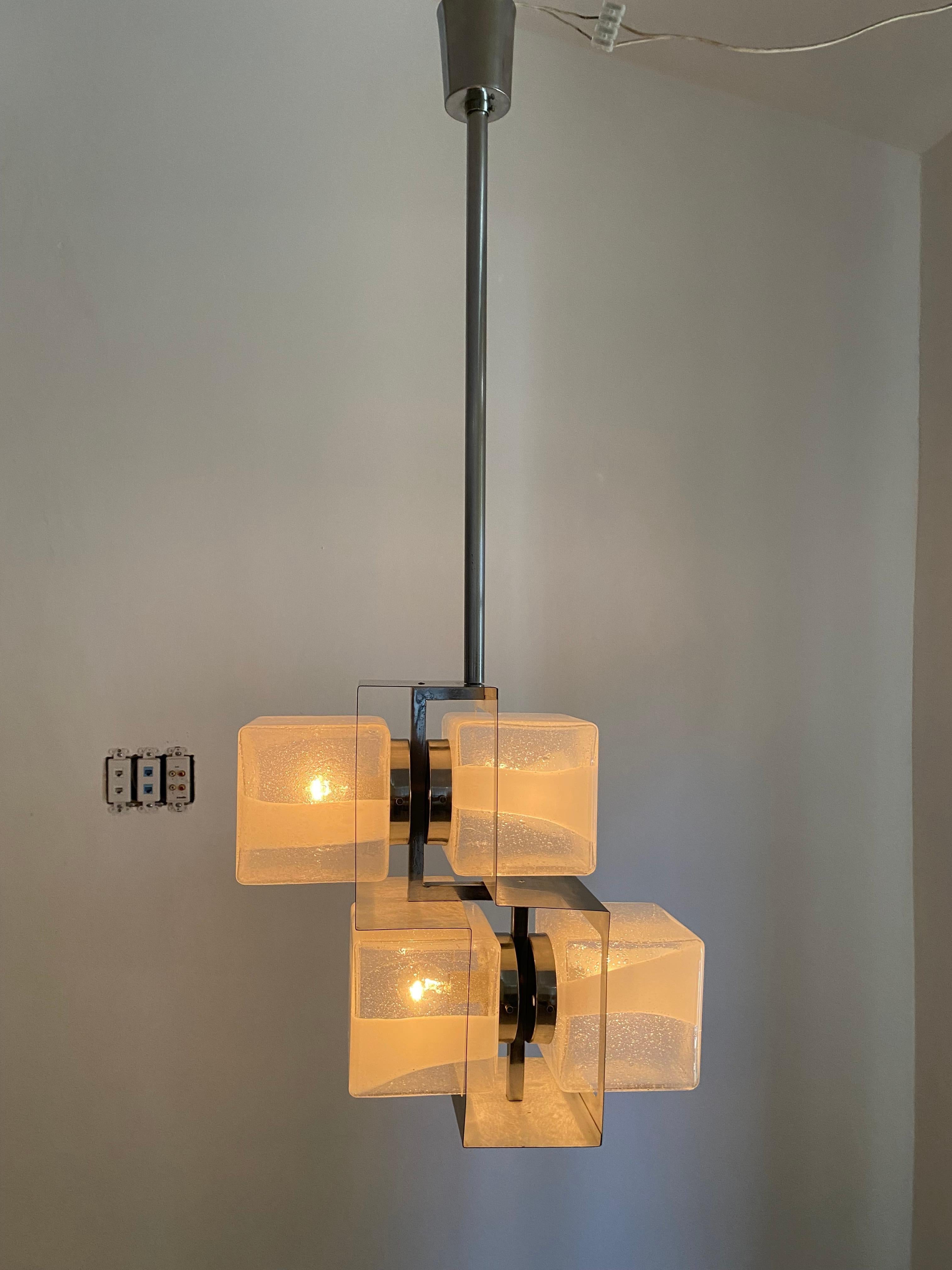 Space Age, Mid-Century Modern Chandelier by Carlo Nason for Mazzega, Murano For Sale 7