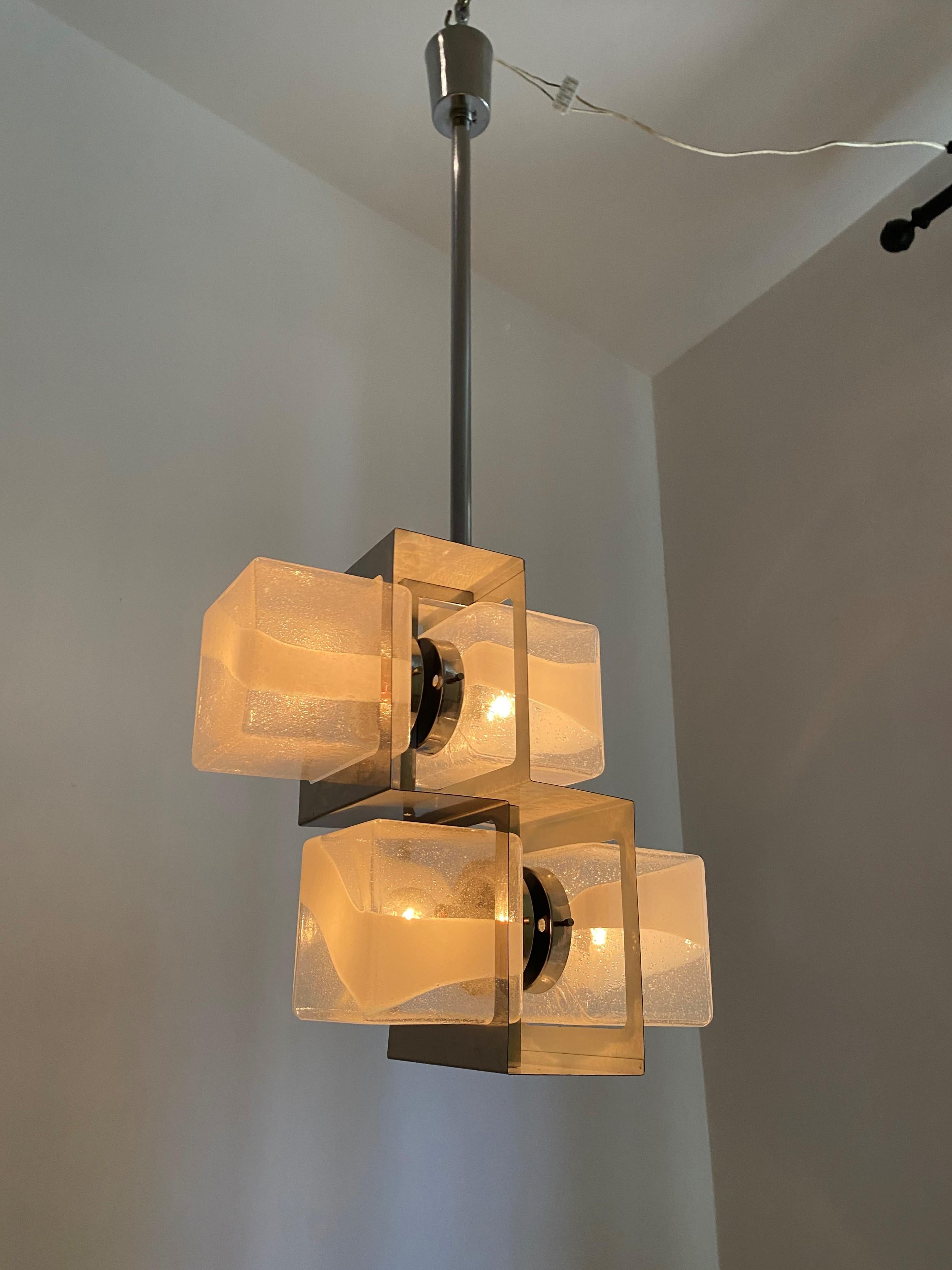 Space Age, Mid-Century Modern Chandelier by Carlo Nason for Mazzega, Murano For Sale 8