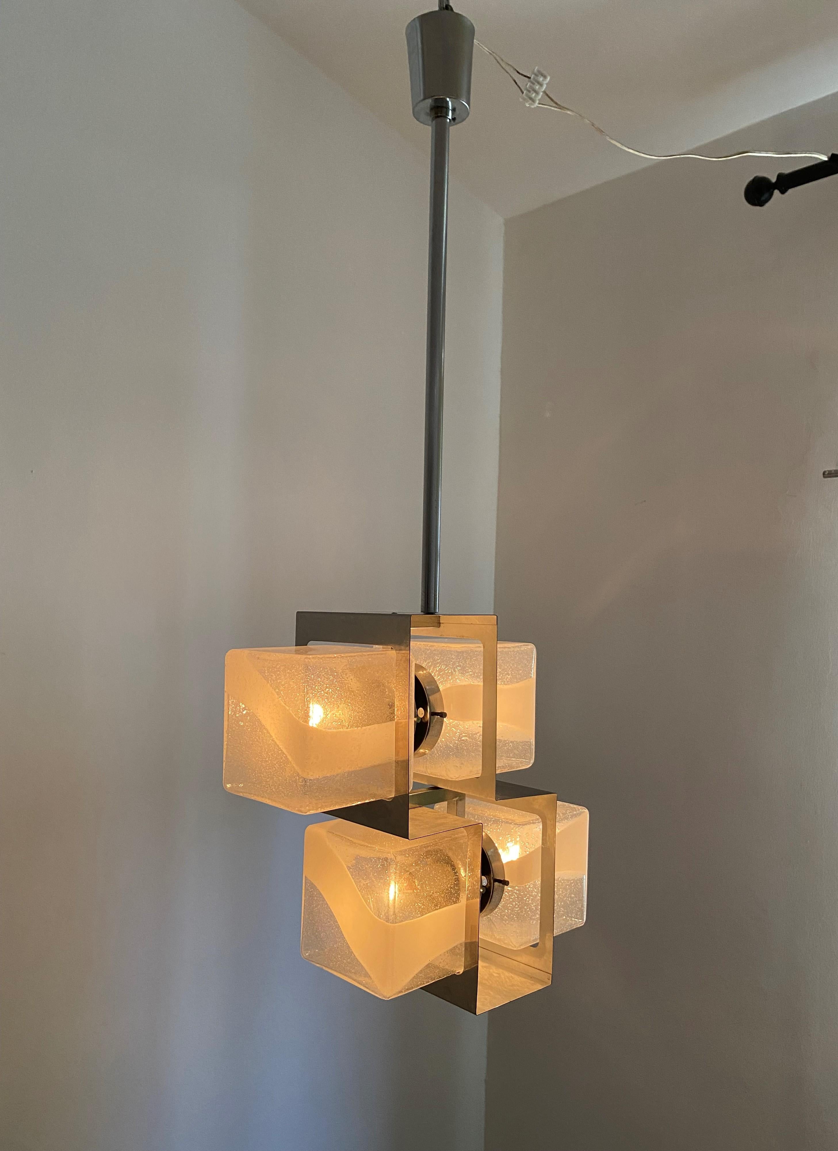 Space Age, Mid-Century Modern Chandelier by Carlo Nason for Mazzega, Murano For Sale 11