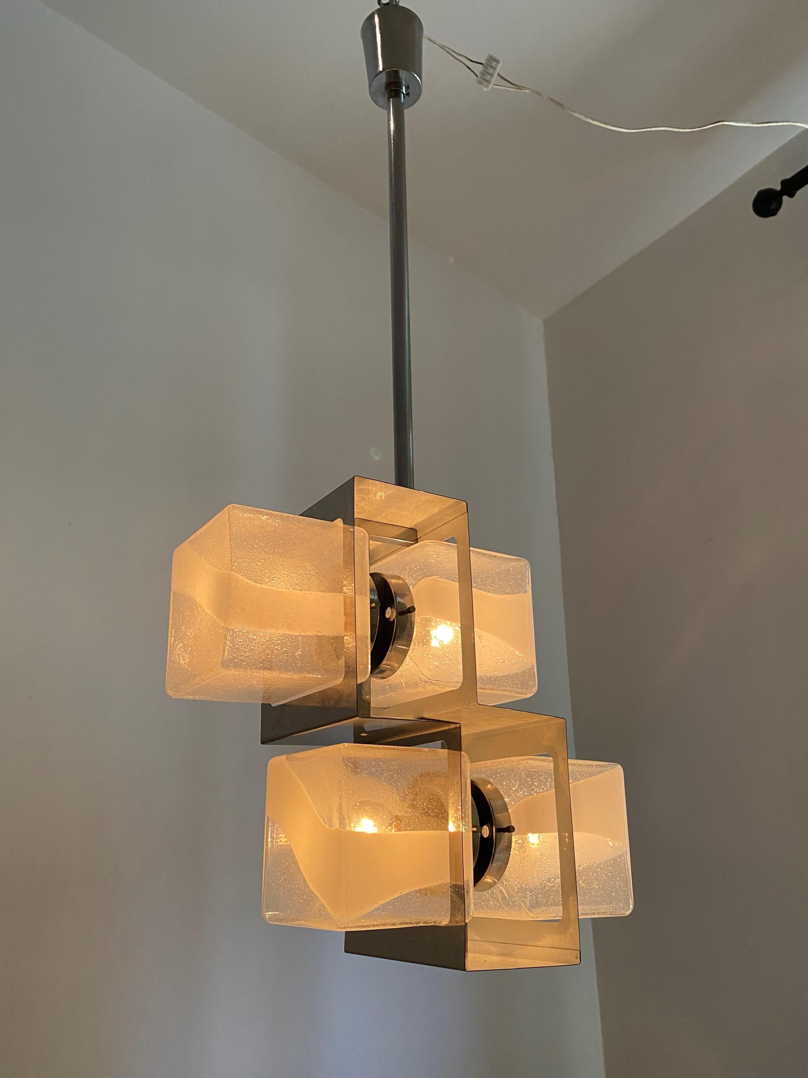 Space Age, Mid-Century Modern Chandelier by Carlo Nason for Mazzega, Murano For Sale 3