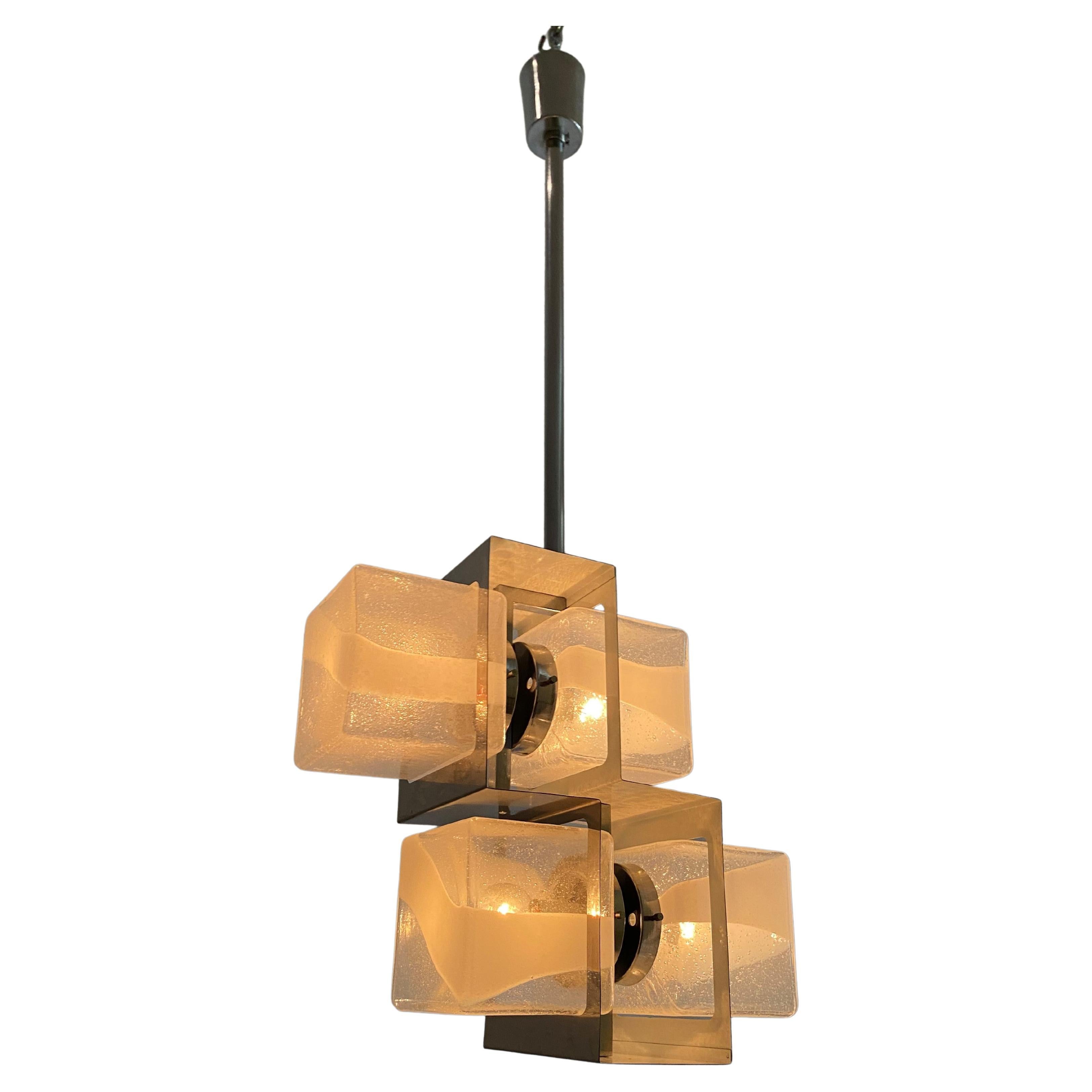 Space Age, Mid-Century Modern Chandelier by Carlo Nason for Mazzega, Murano