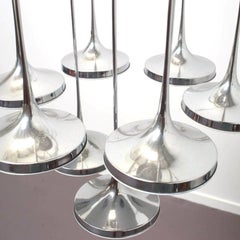 Space Age Mid Century Modern Chrome Italian Chandelier By Esperia, 1970