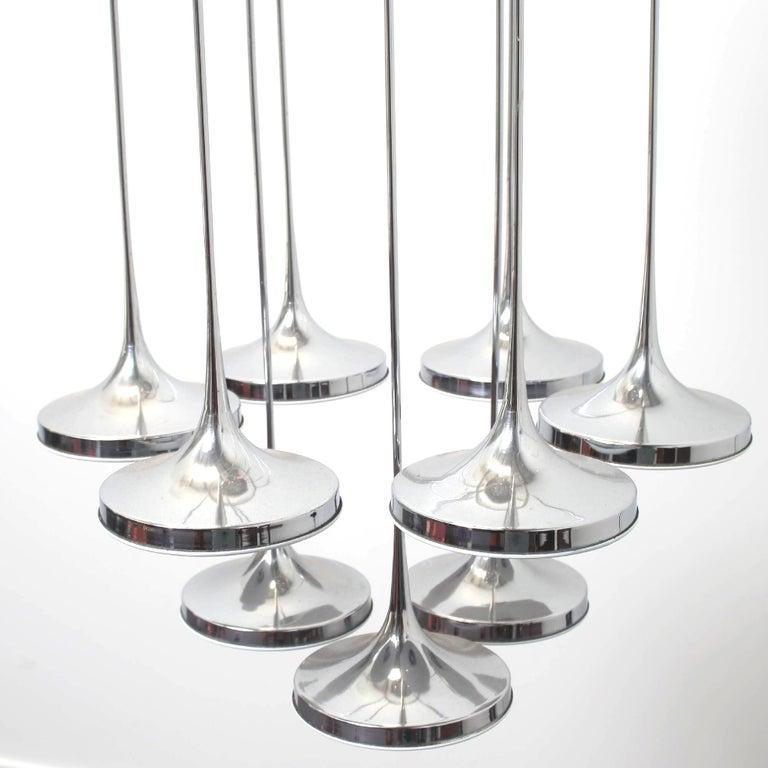 Late 20th Century Space Age Mid Century Modern Chrome Italian Chandelier By Esperia, 1970 For Sale