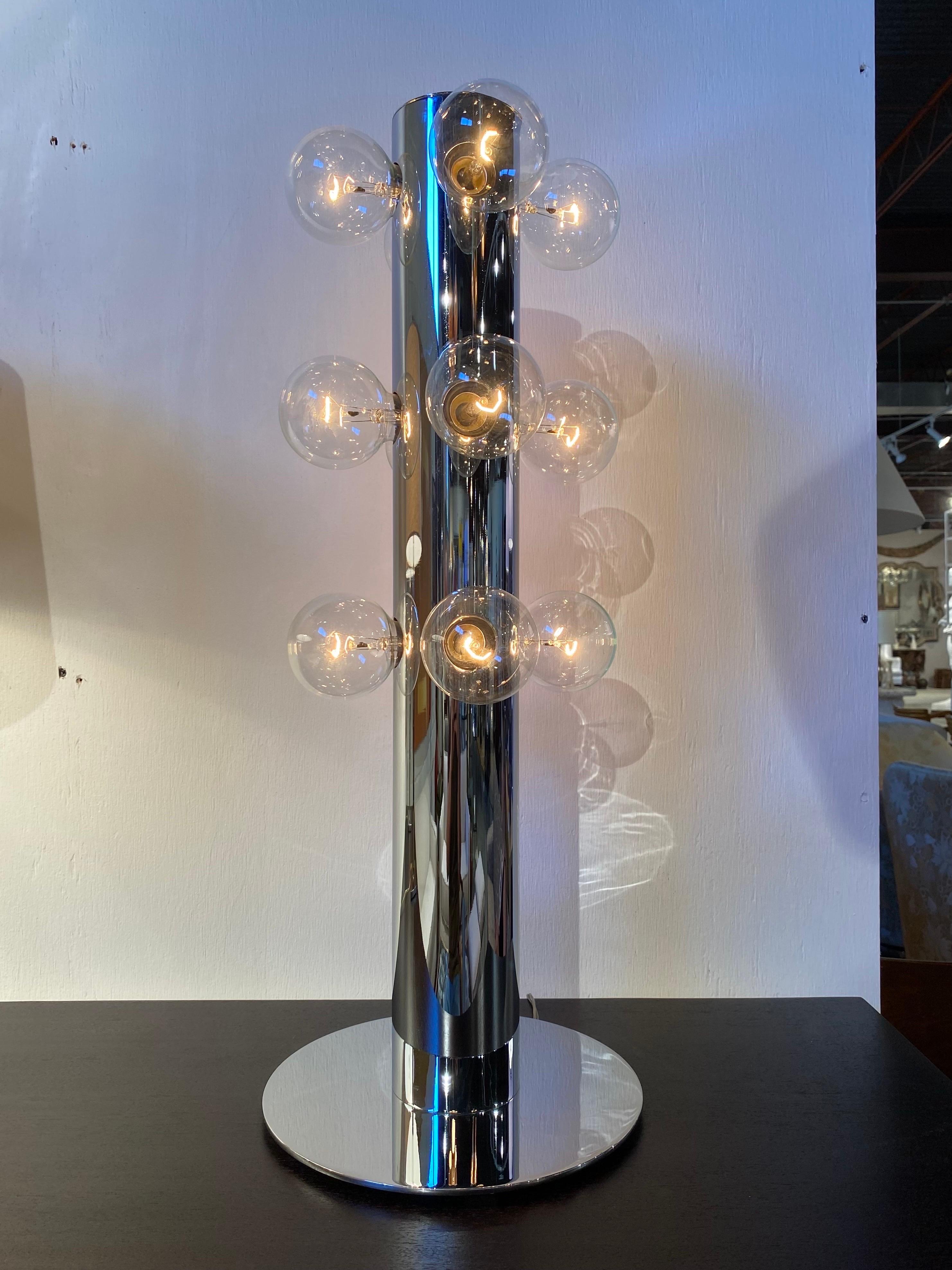Chrome Lampe Sonneman Space Age / Mid-Century Modern en vente