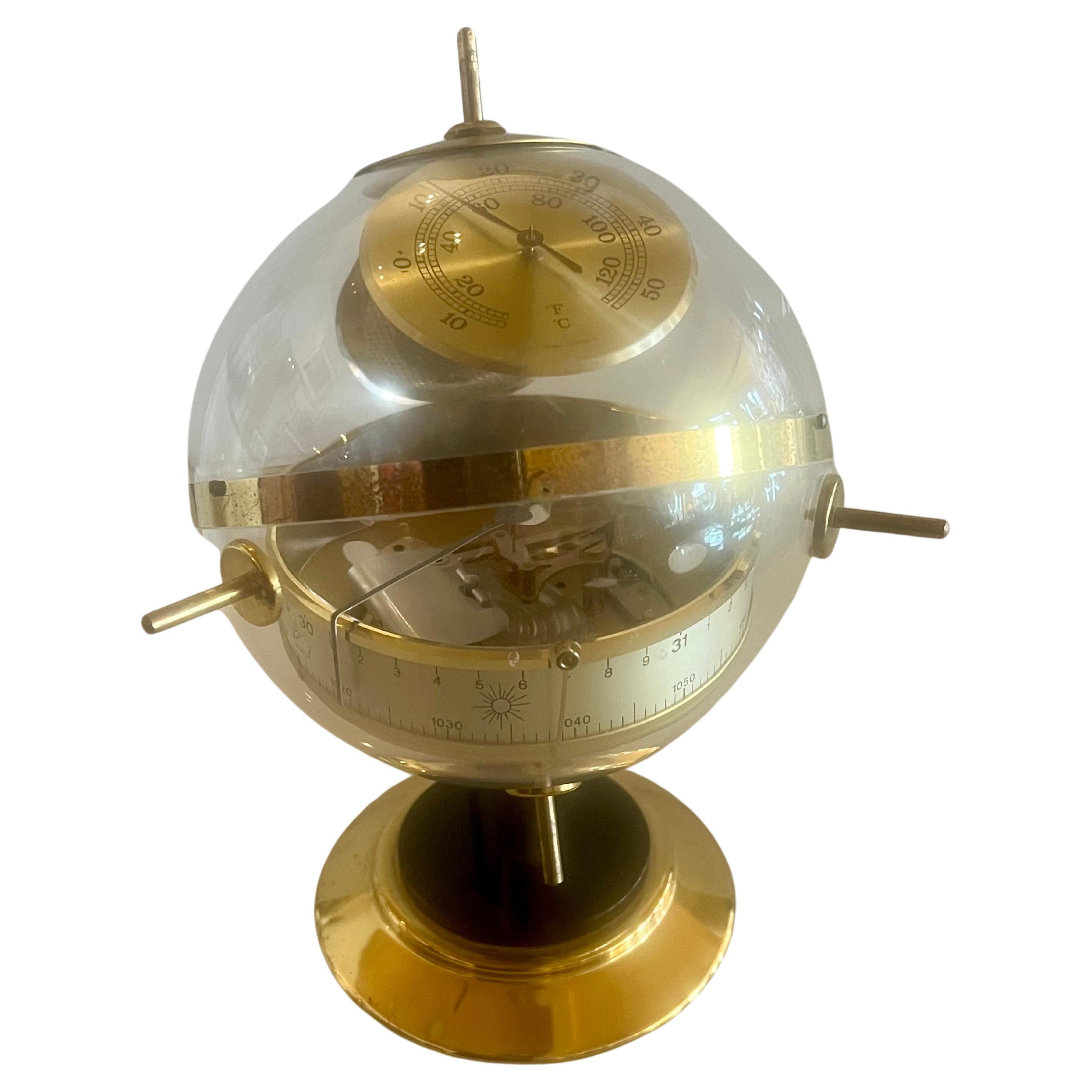Space Age Mid Century West Germany Sputnik Weather Station Desk Top Barometer In Good Condition For Sale In San Diego, CA