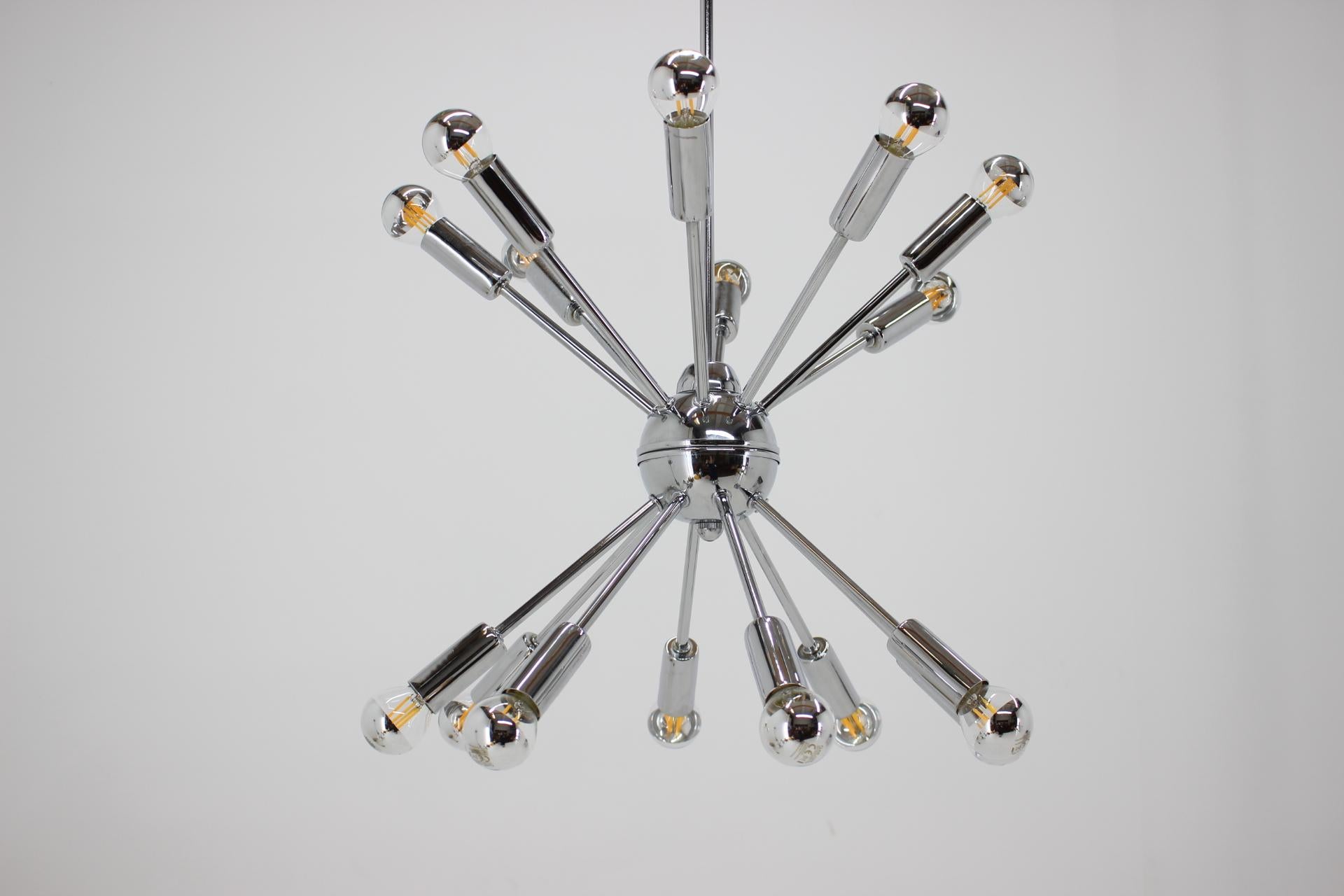 Space Age Midcentury Chrome Pendant, Sputnik, 1980s In Good Condition For Sale In Praha, CZ