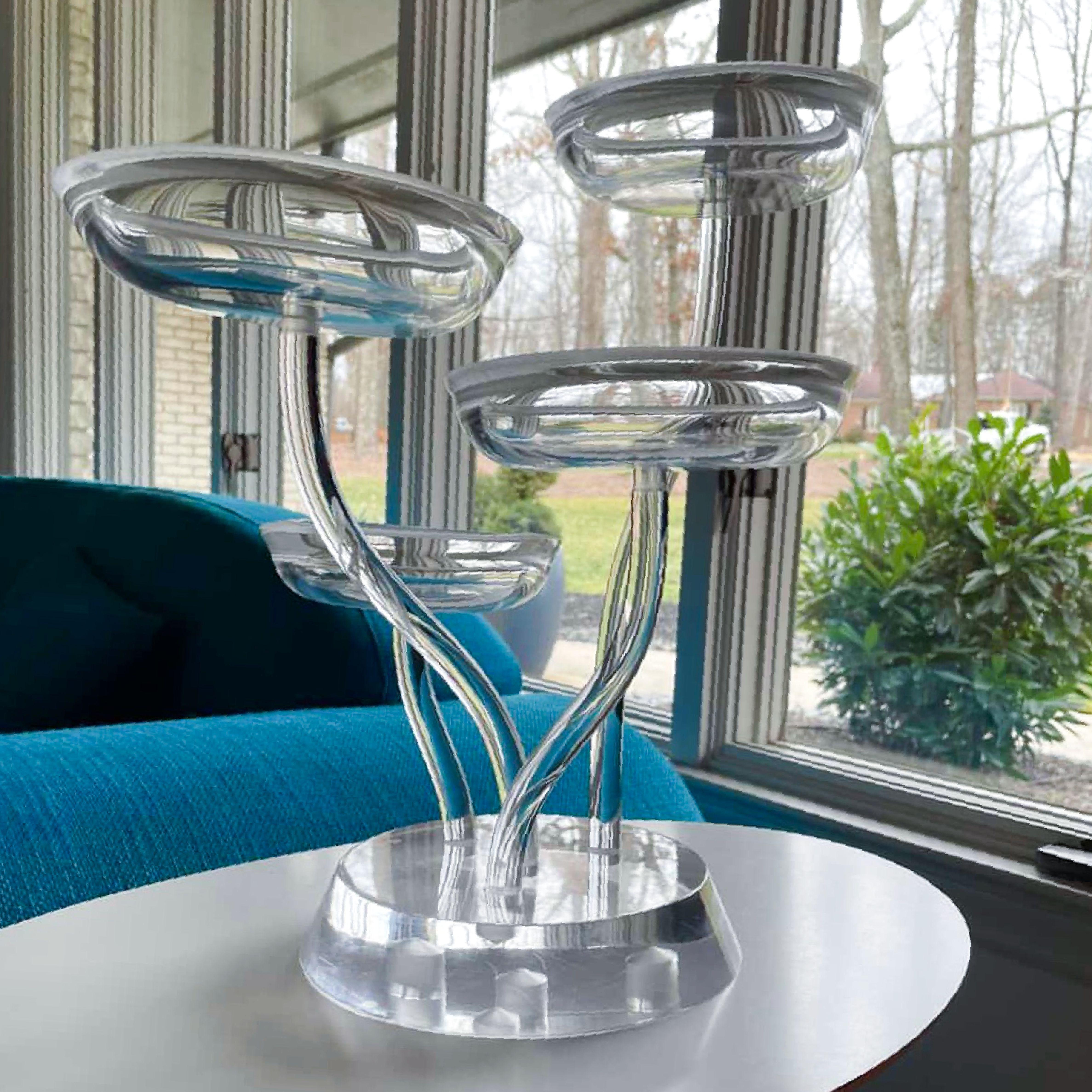 American Space Age Mod Astrolite Lucite Epergne Sculpture Ritts Co, Modular Centerpiece
