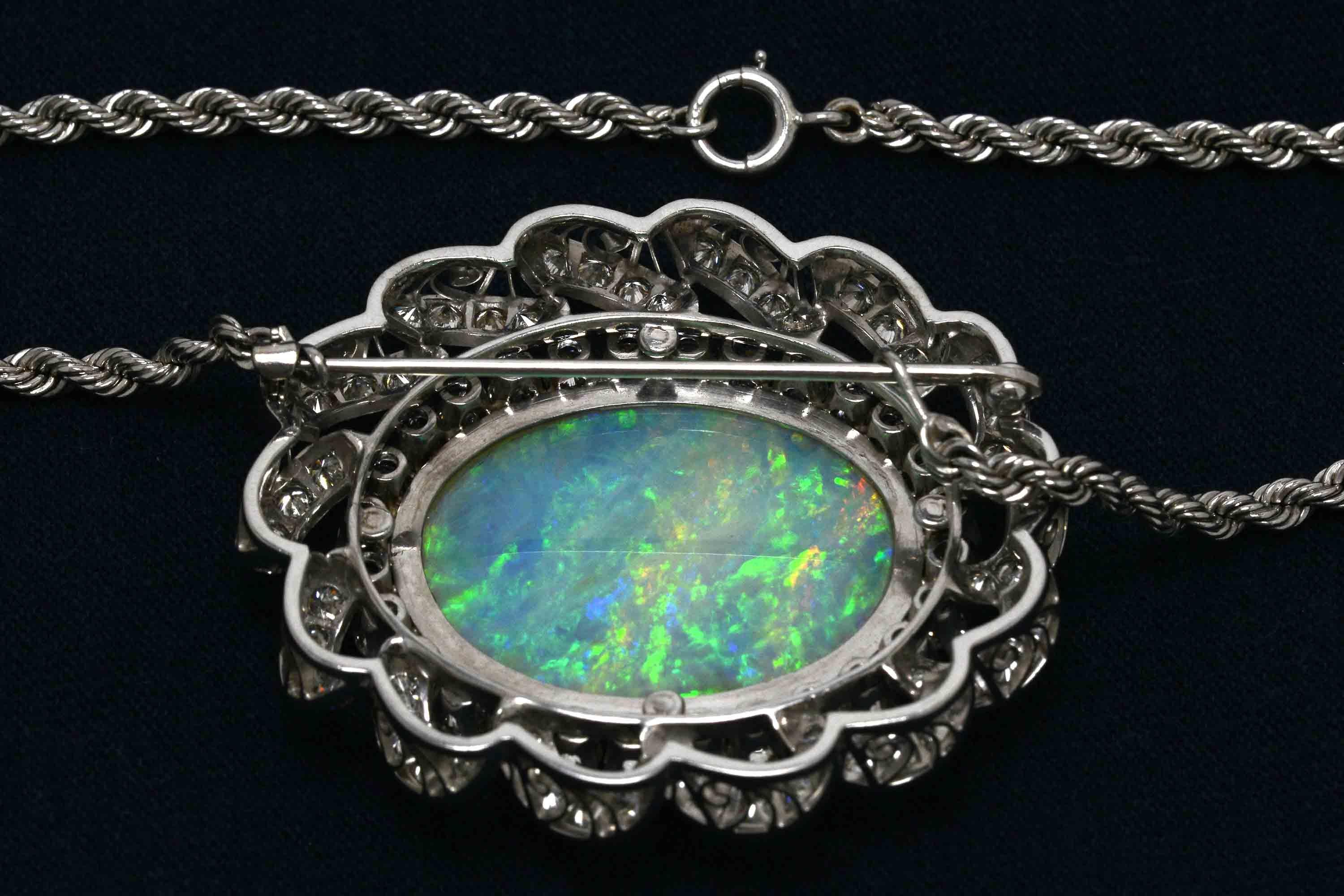 Space Age Modernist 33 Carat Opal Diamond Necklace In Good Condition For Sale In Santa Barbara, CA
