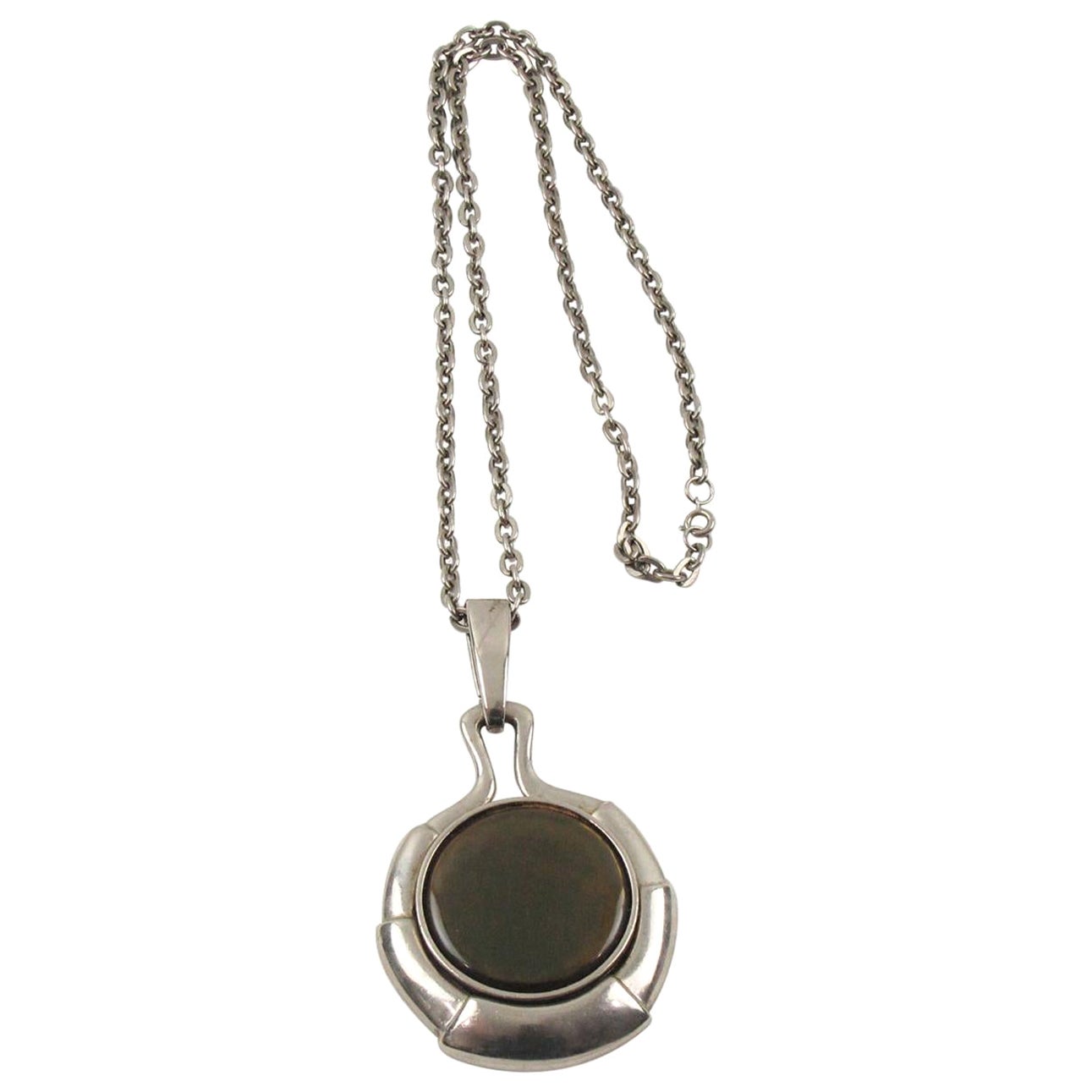 Collana Modernista Space Age Ciondolo in resina verde iridescente