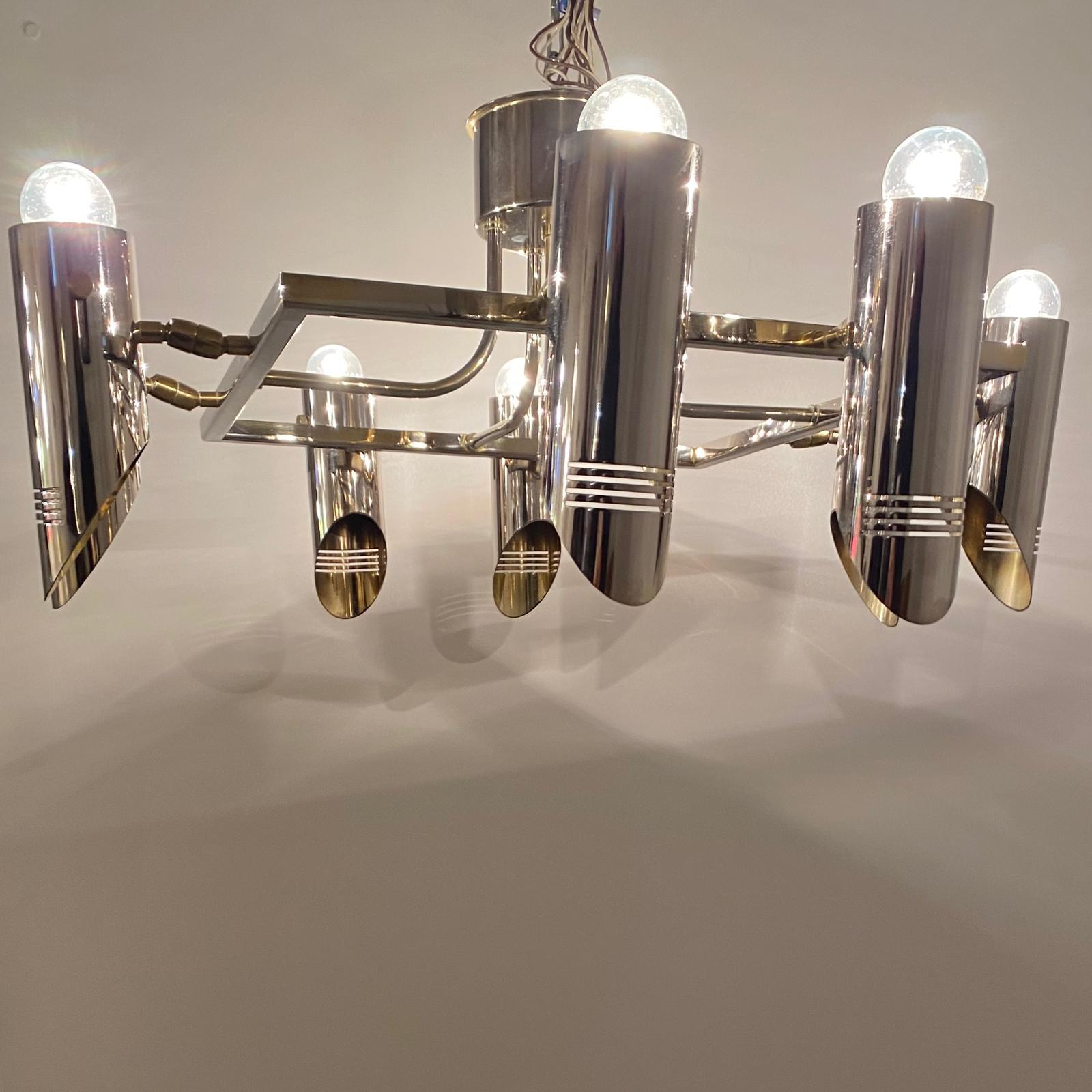 Lampada da soffitto a più luci A Space AGE nello stile di Stilnovo,  Italia anni '70 in vendita 2