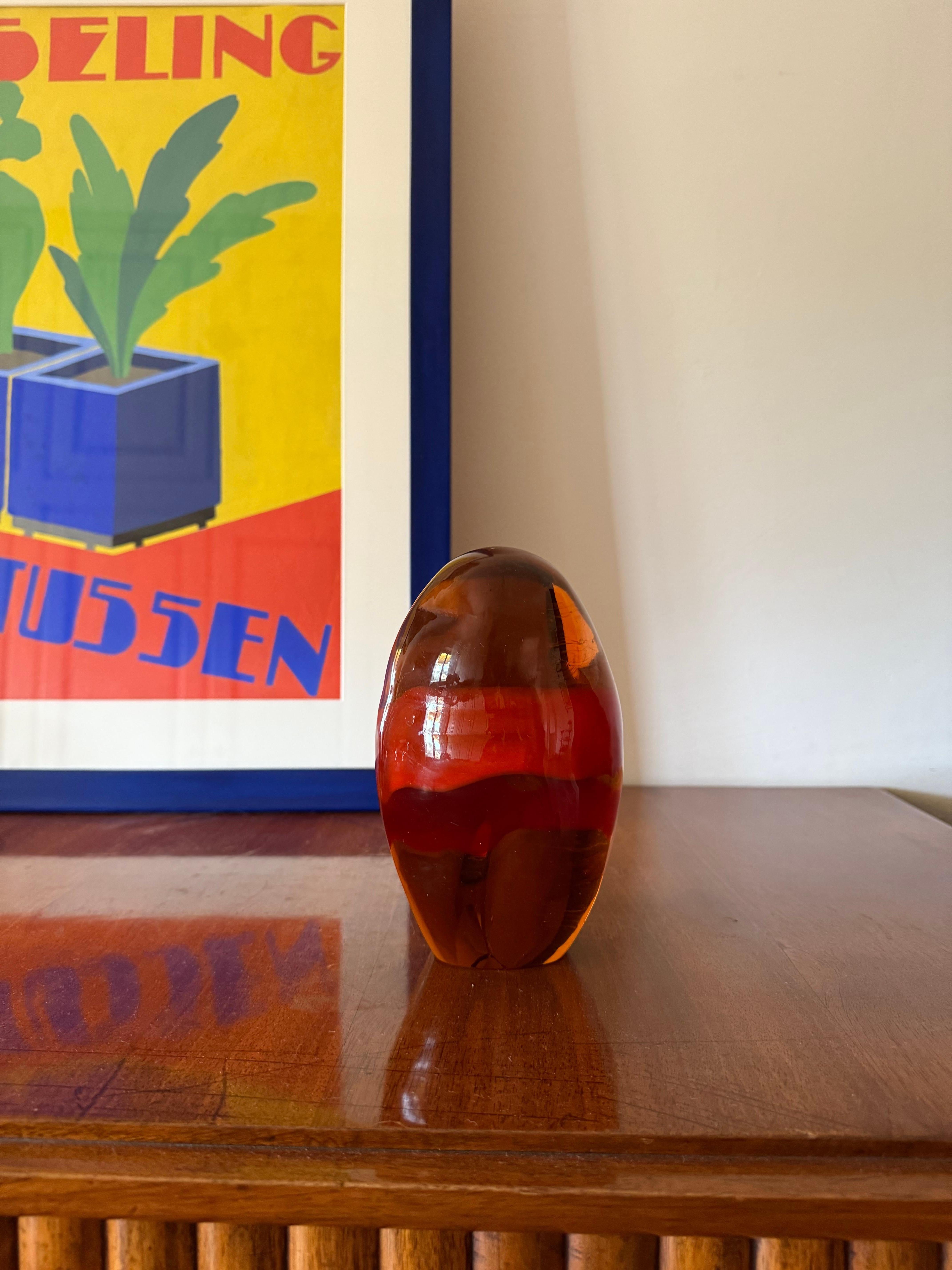 Italian Space age Murano orange glass presse-papier, Italy 1960s in vendita