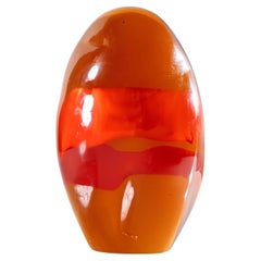 Presse-papier de cristal naranja de Murano de la era espacial, Italia Años 60