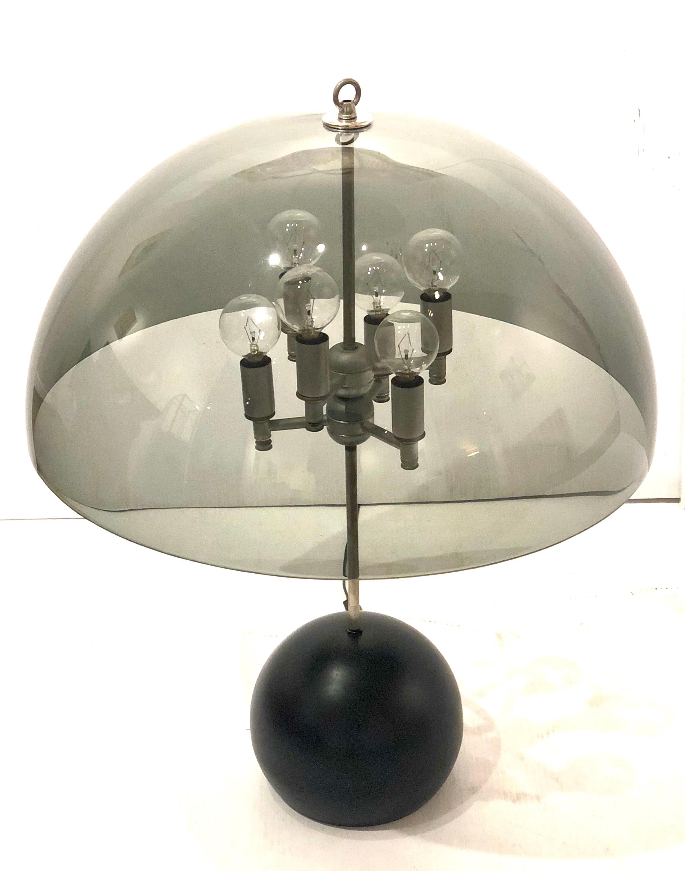 American Space Age Mushroom Table Lamp with Smoke Lucite Shade