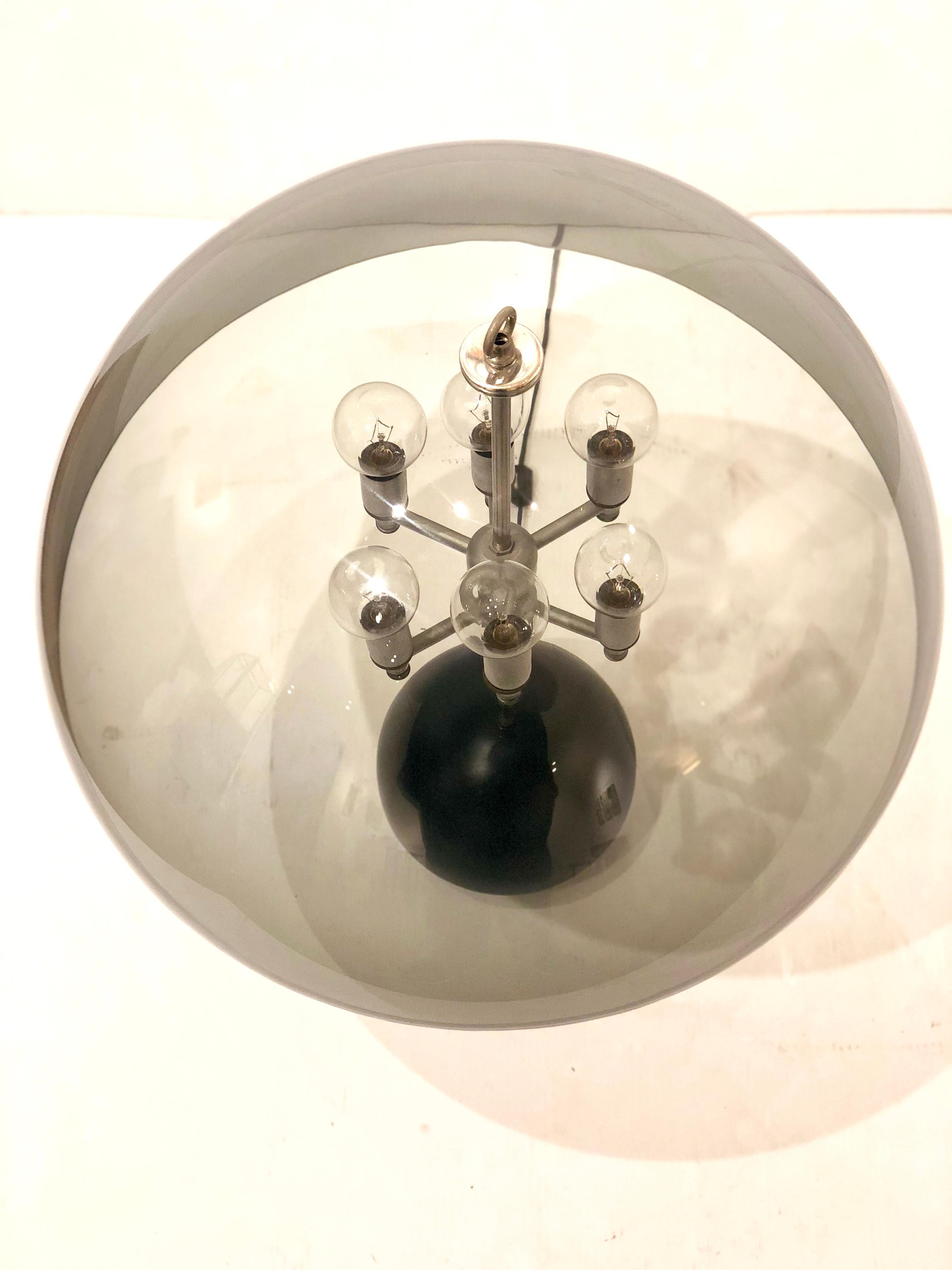 20th Century Space Age Mushroom Table Lamp with Smoke Lucite Shade