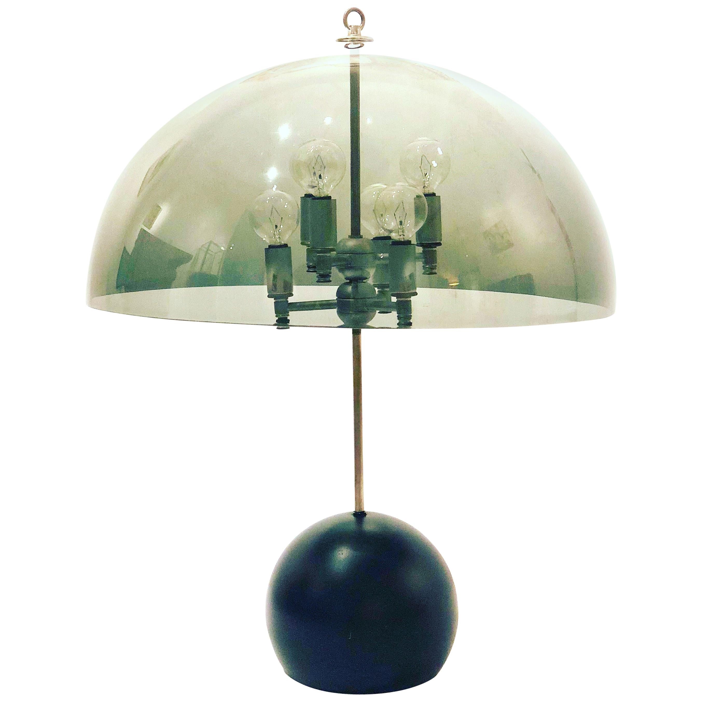 Space Age Mushroom Table Lamp with Smoke Lucite Shade