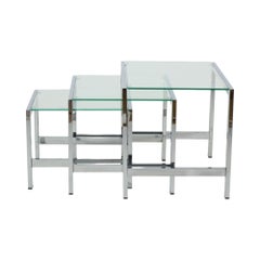 Space Age Nesting Tables Chrome Clear Glass Sixties Design Side Table
