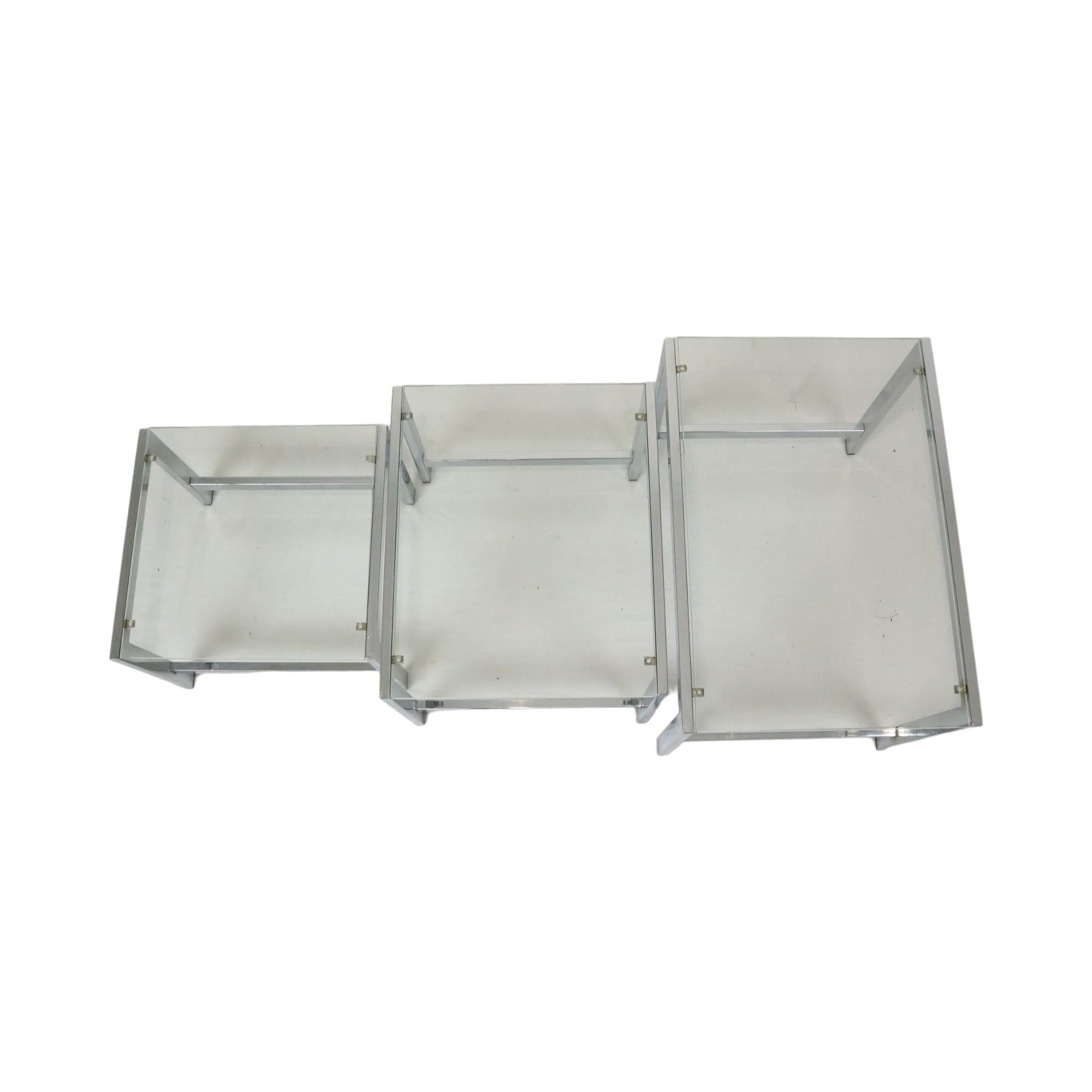 Tables gigognes Space and Chrome Clear Glass Sixties Design Side Table Bon état - En vente à Poperinge, BE