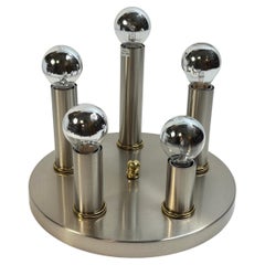 Flush Mount in nichel spazzolato A Space Age di Soelken Leuchten, Germania, anni '70