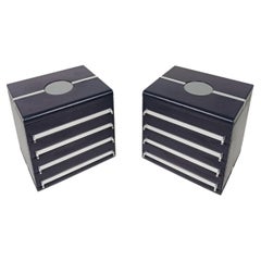 Space Age Night Stands in the style of Luigi Massoni in Chrome & Leather, 70s