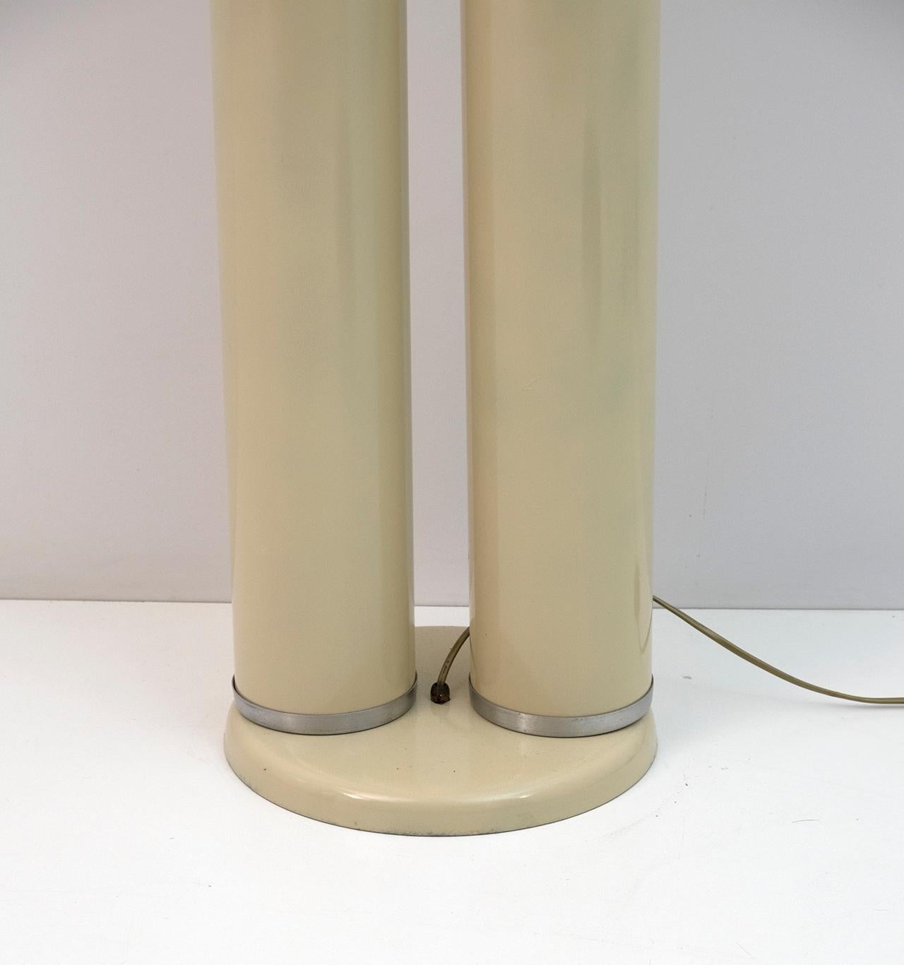 Late 20th Century Space Age Opaline Glass and Lacquered Metal Cylinders Floor Lamp, 1970s For Sale