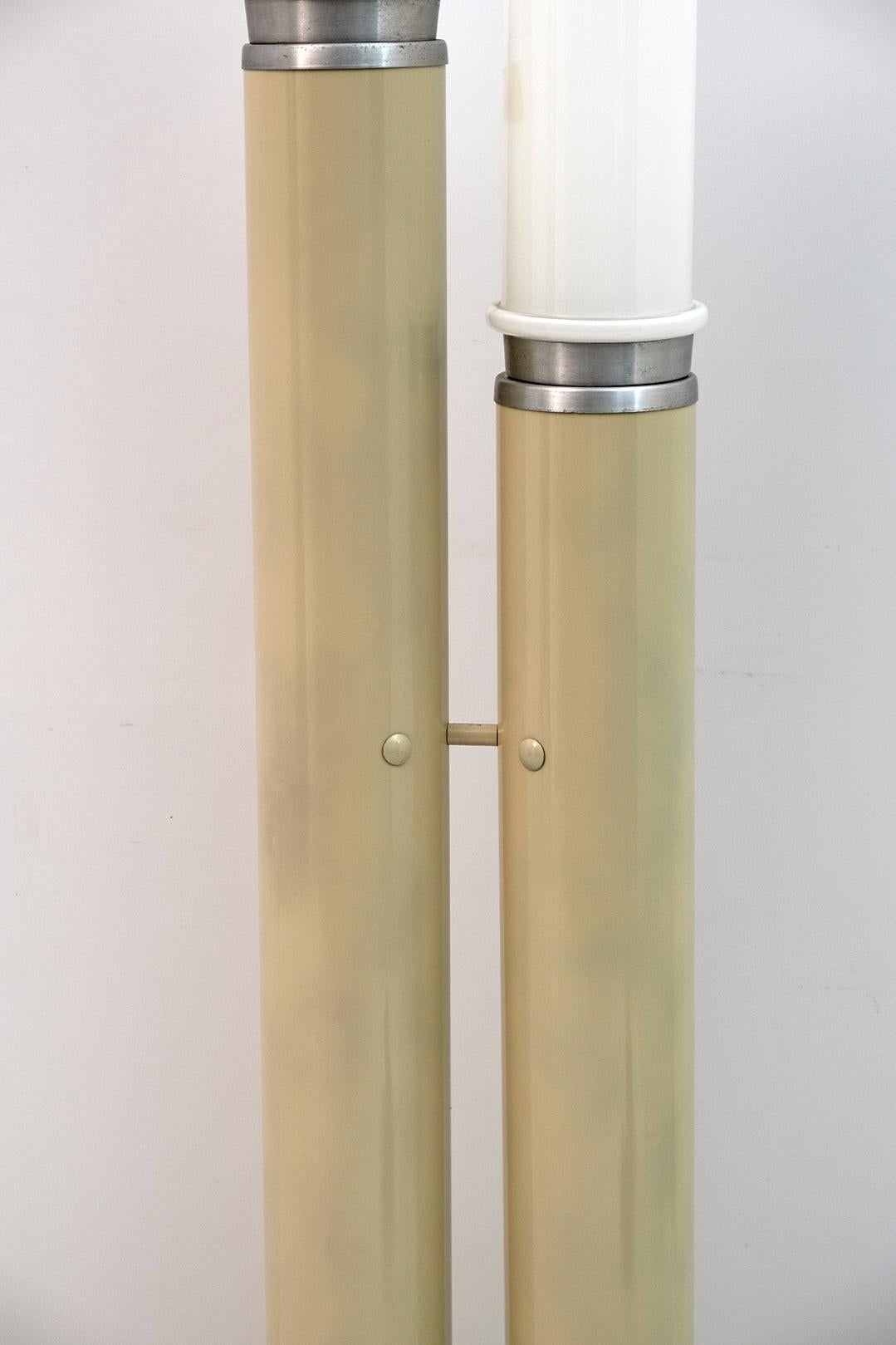 Space Age Opaline Glass and Lacquered Metal Cylinders Floor Lamp, 1970s For Sale 3