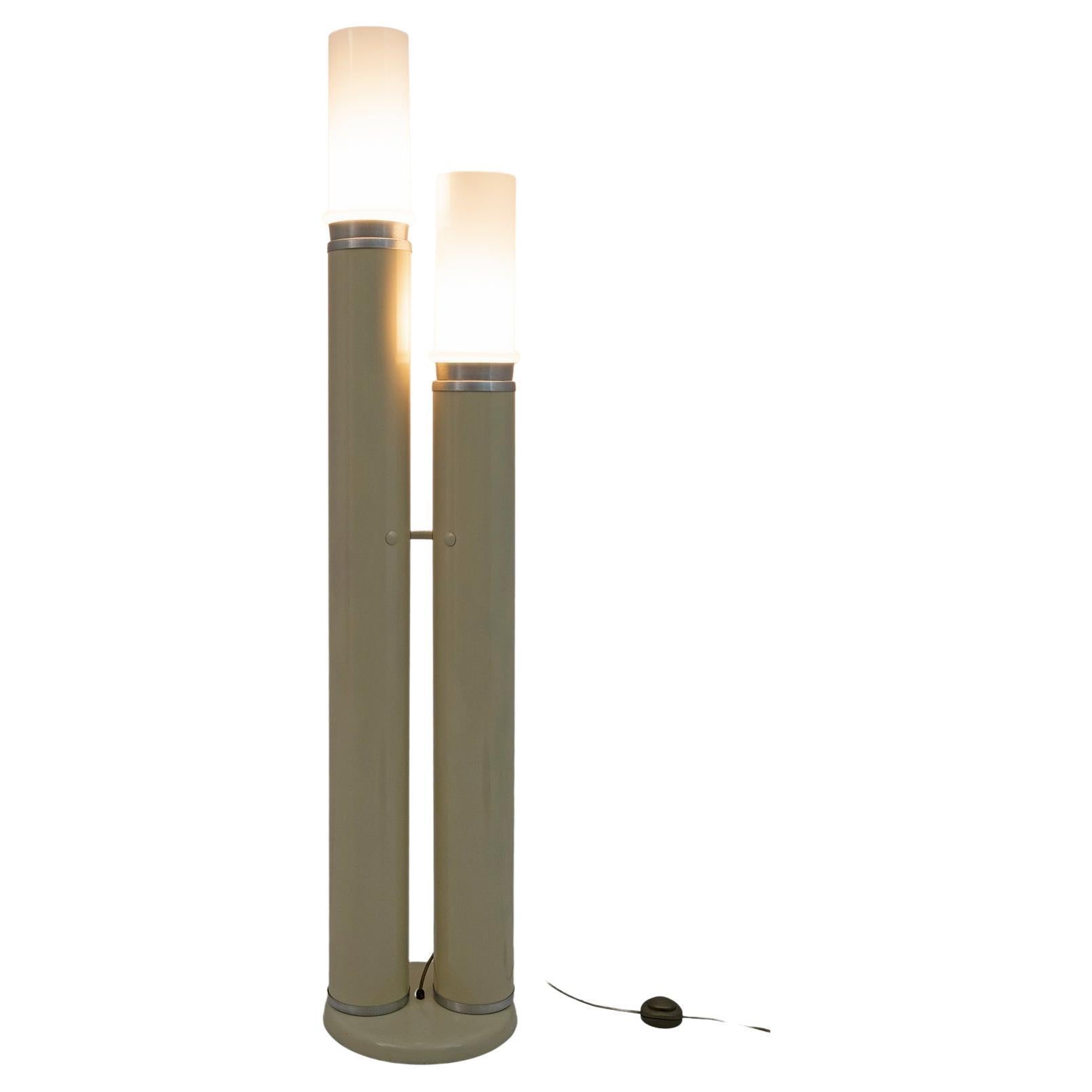 Space Age Opaline Glass and Lacquered Metal Cylinders Floor Lamp, 1970s
