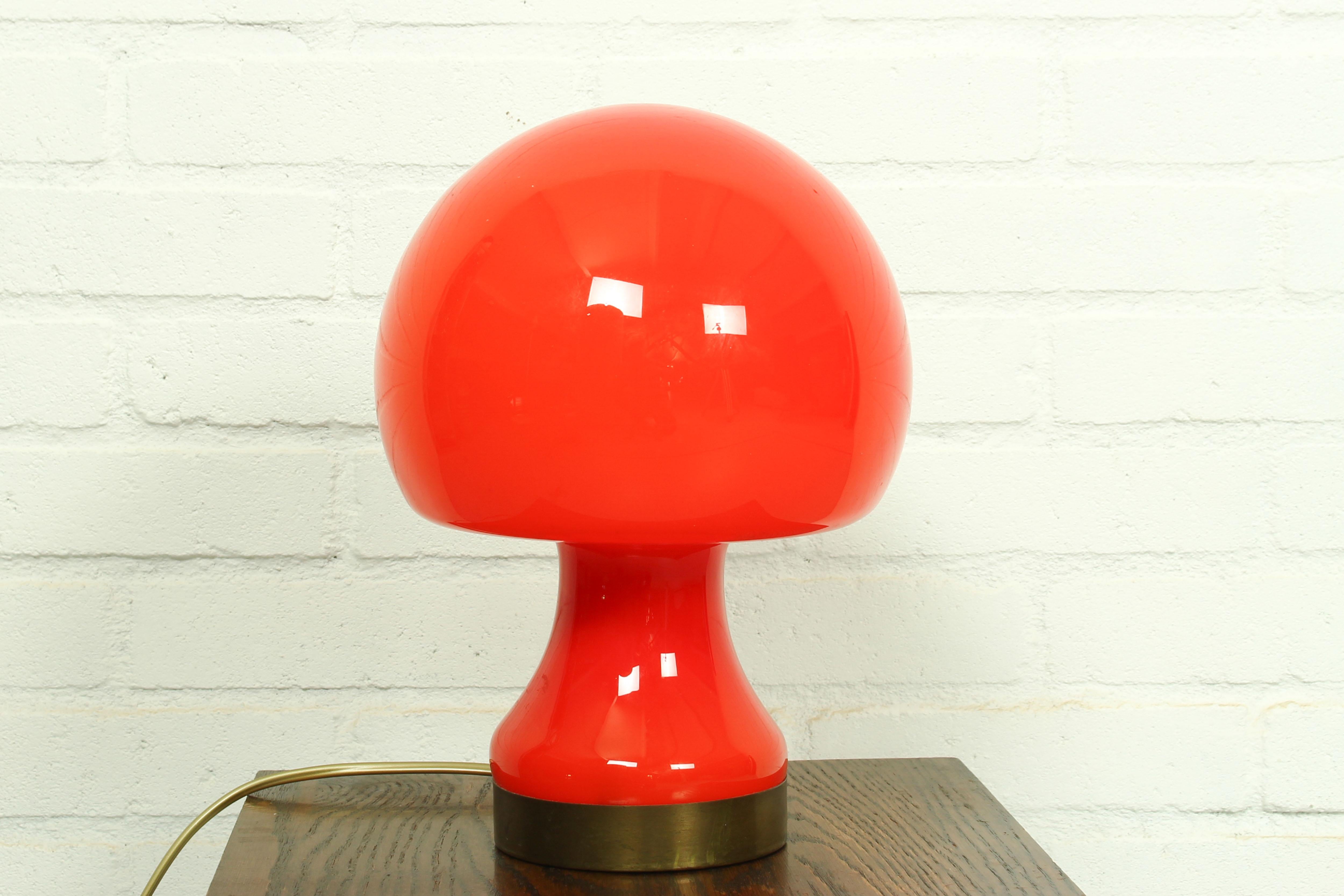 Mid-Century Modern Space Age Opaline Glass Table Lamp Mushroom, 1970s