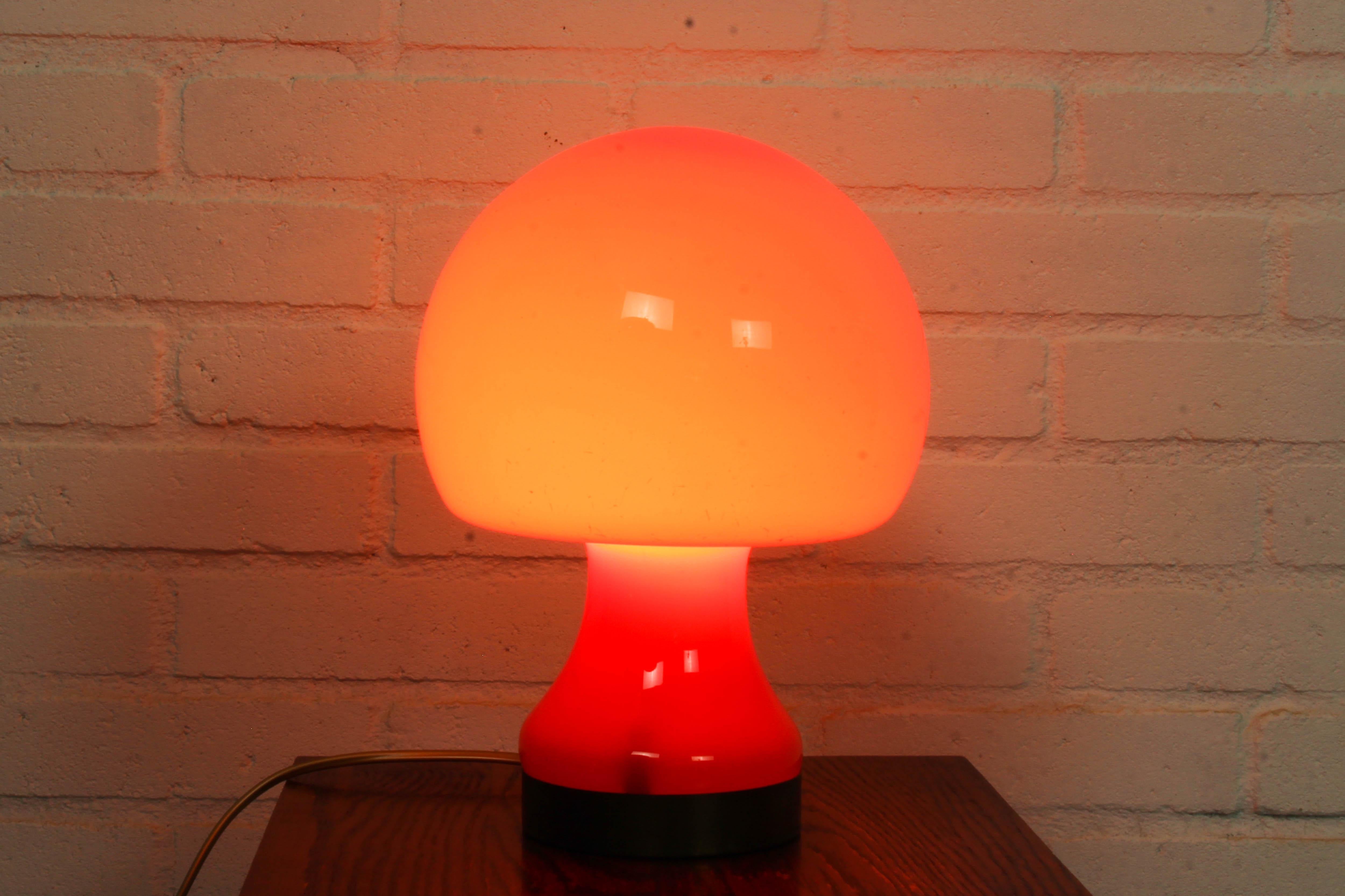 Italian Space Age Opaline Glass Table Lamp Mushroom, 1970s