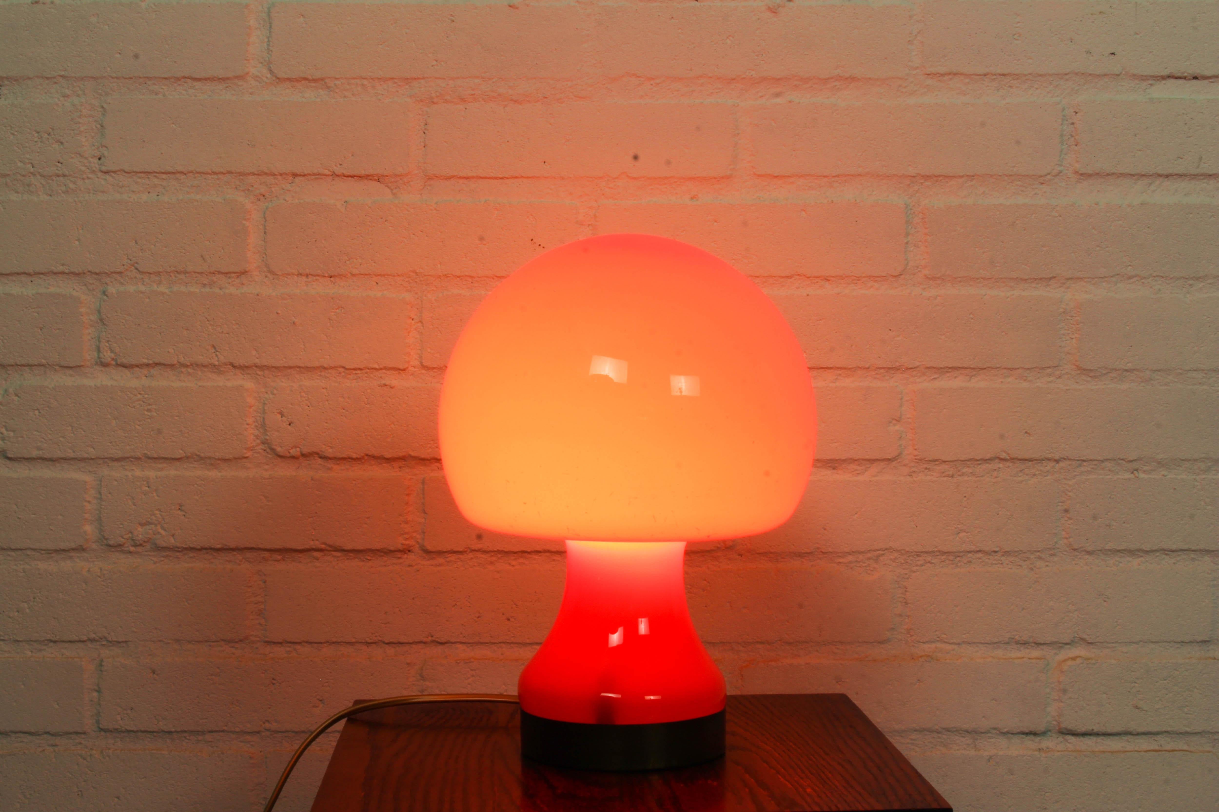 Space Age Opaline Glass Table Lamp Mushroom, 1970s In Good Condition In Appeltern, Gelderland