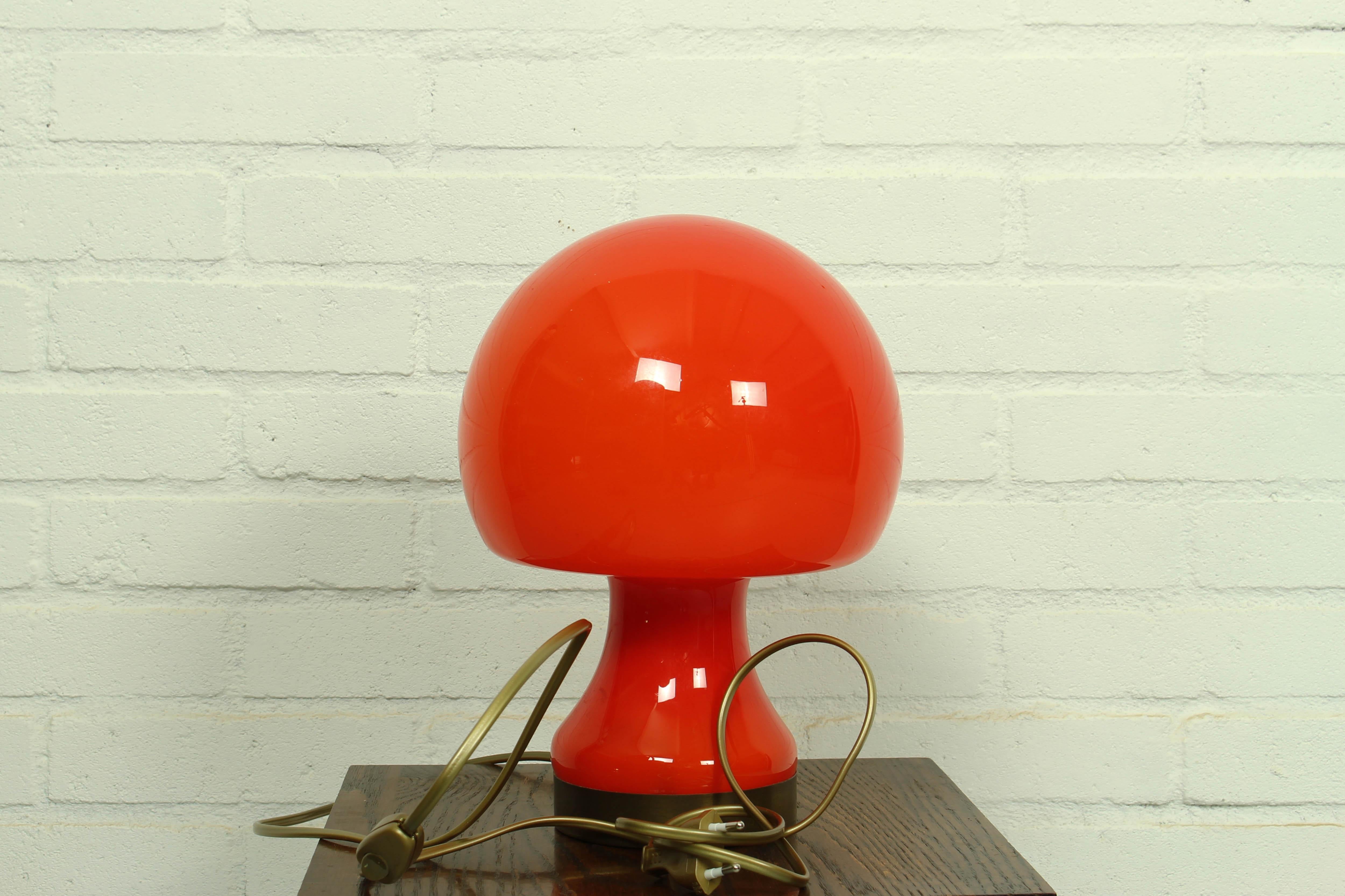 20th Century Space Age Opaline Glass Table Lamp Mushroom, 1970s