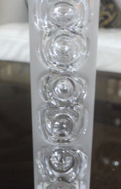 Space Age Optical Bohemian Crystal Vase with Label by Hertel, Mid-1970s