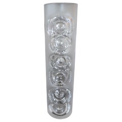 Space Age Optical Bohemian Crystal Vase with Label by Hertel, Mid-1970s